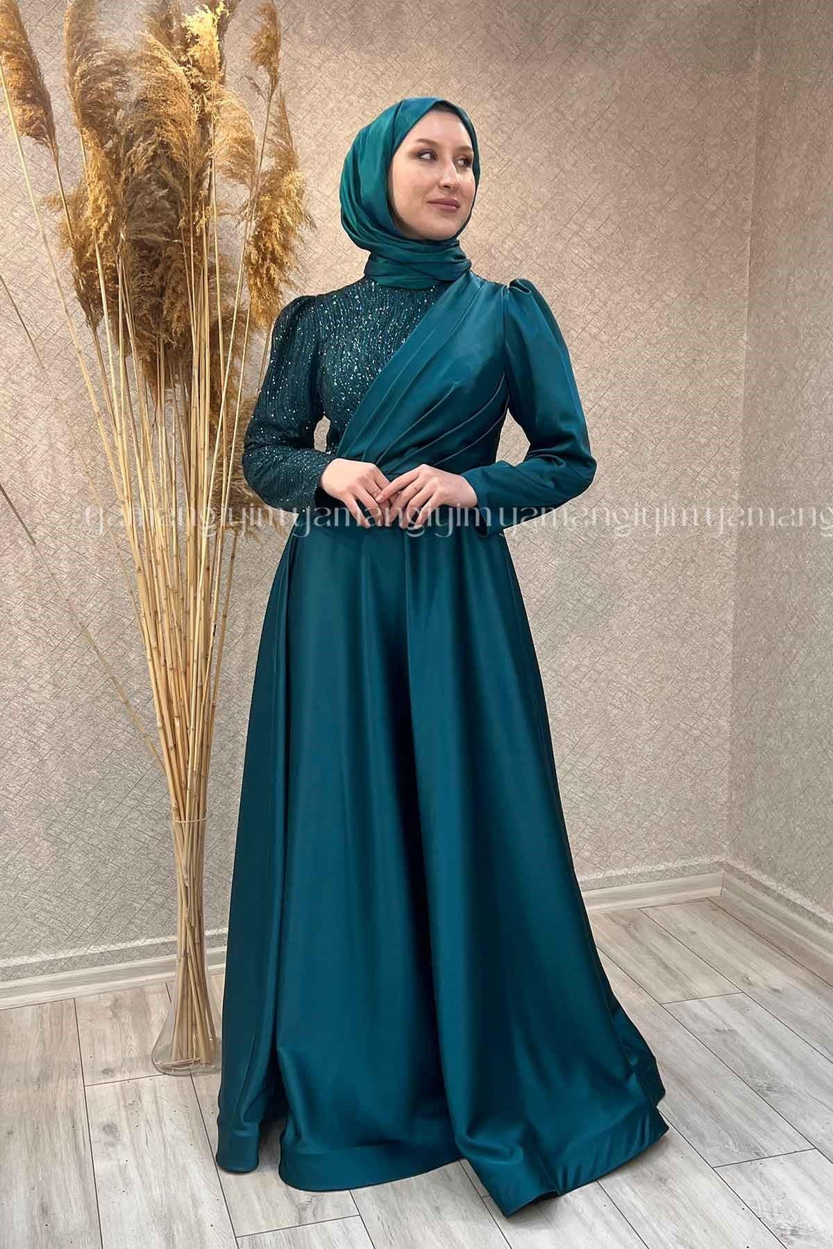 2303 NEW ELEGANS ELBİSE - Yeşil