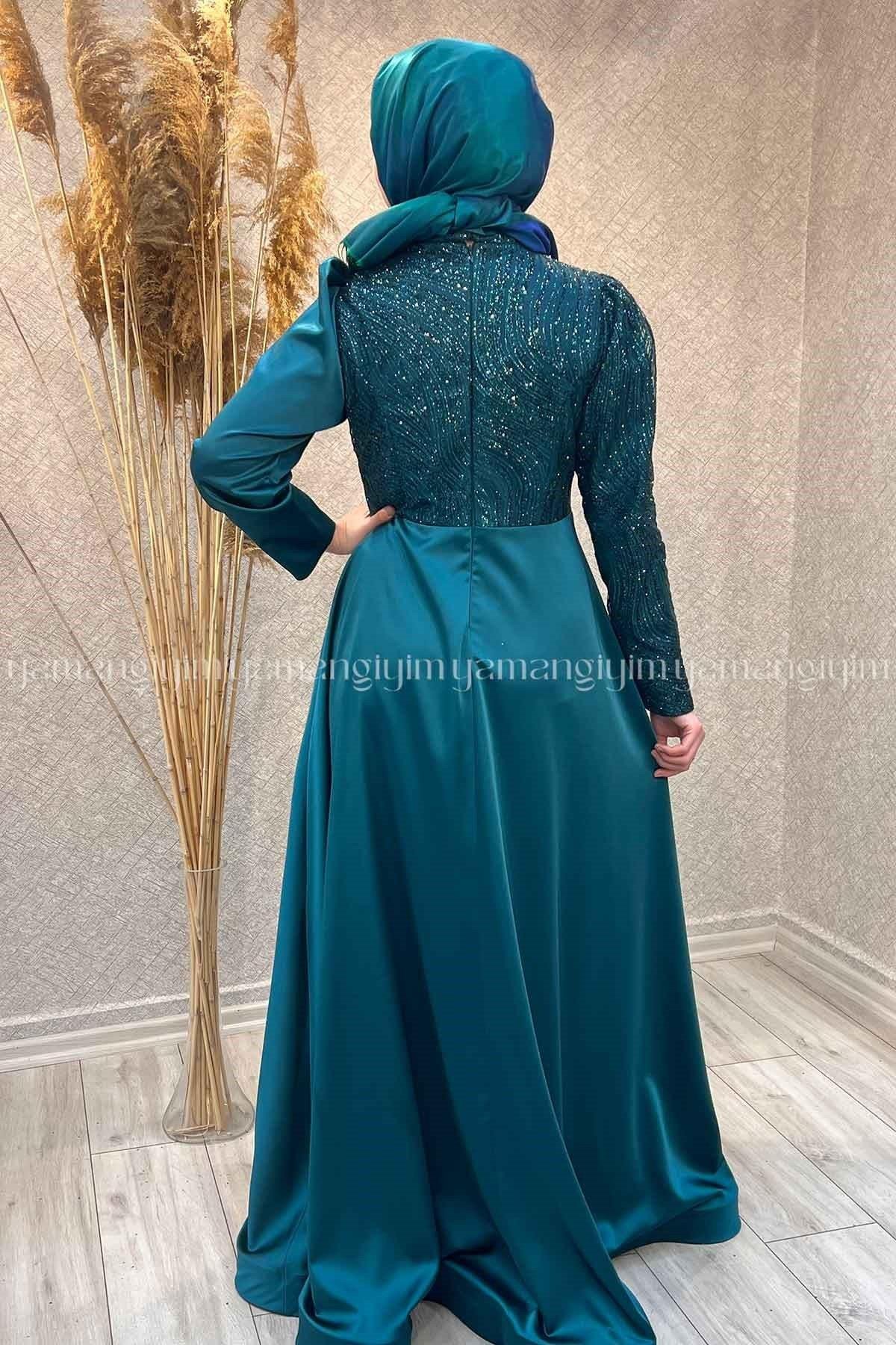 2303 NEW ELEGANS ELBİSE - Yeşil