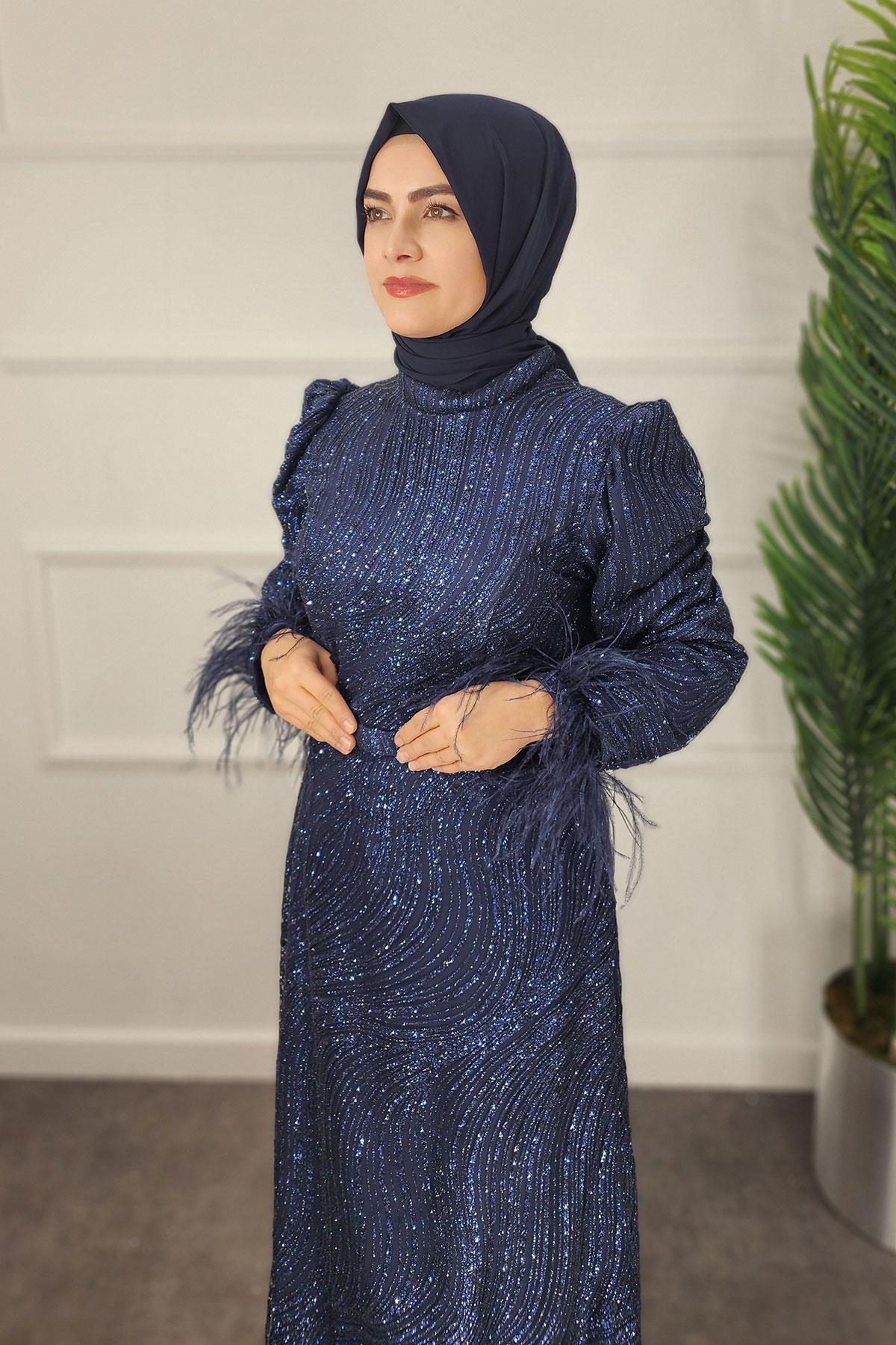 2323 NEW ELEGANS ELBİSE - Lacivert