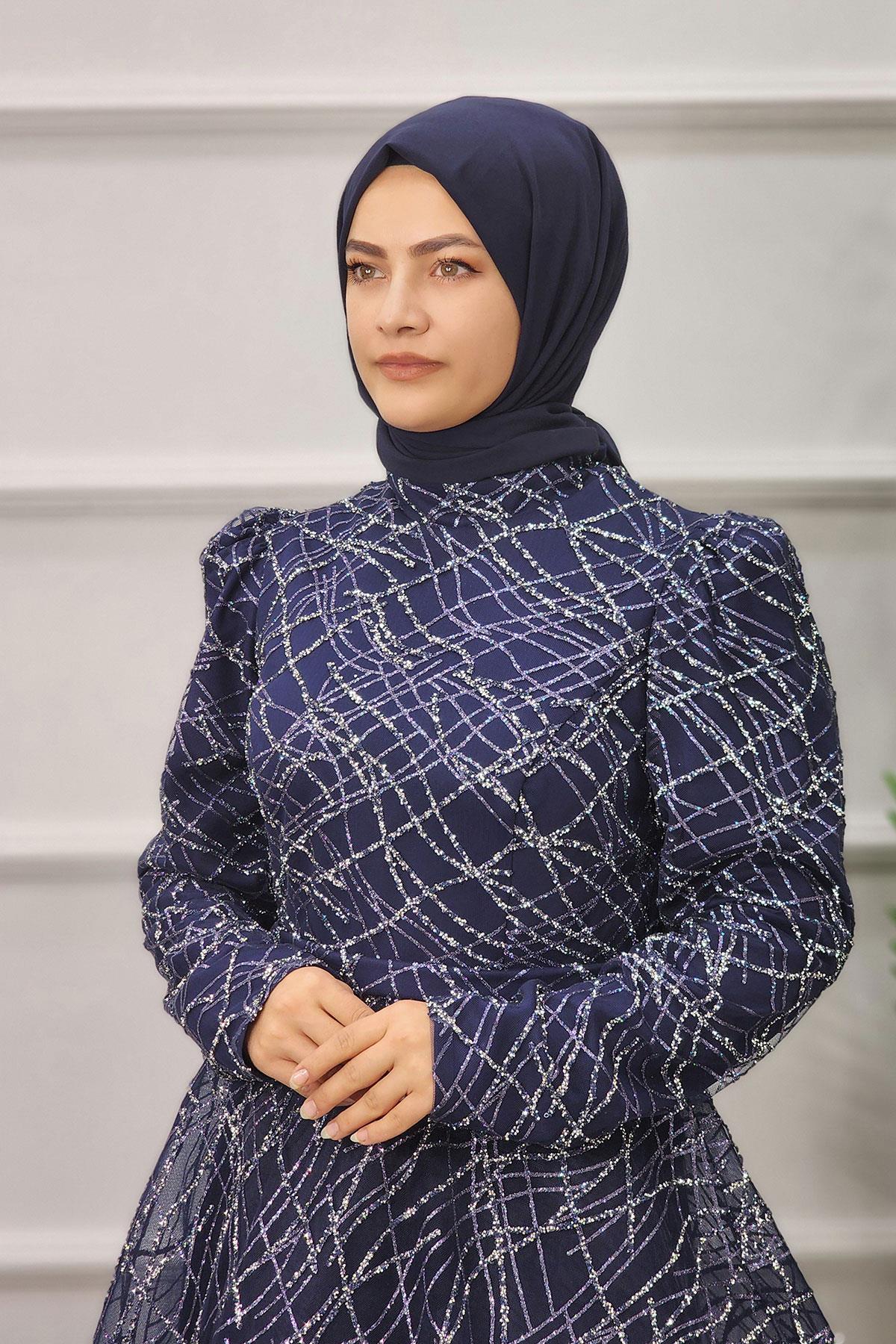 2350 NEW ELEGANS ELBİSE - Lacivert