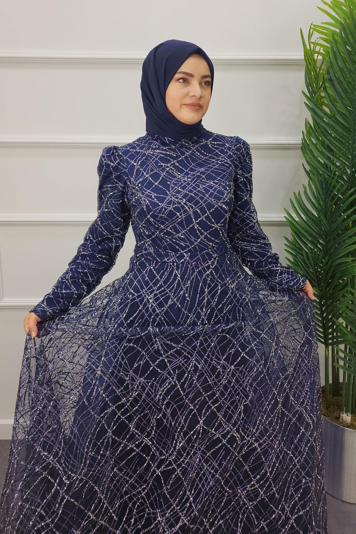 2350 NEW ELEGANS ELBİSE - Lacivert