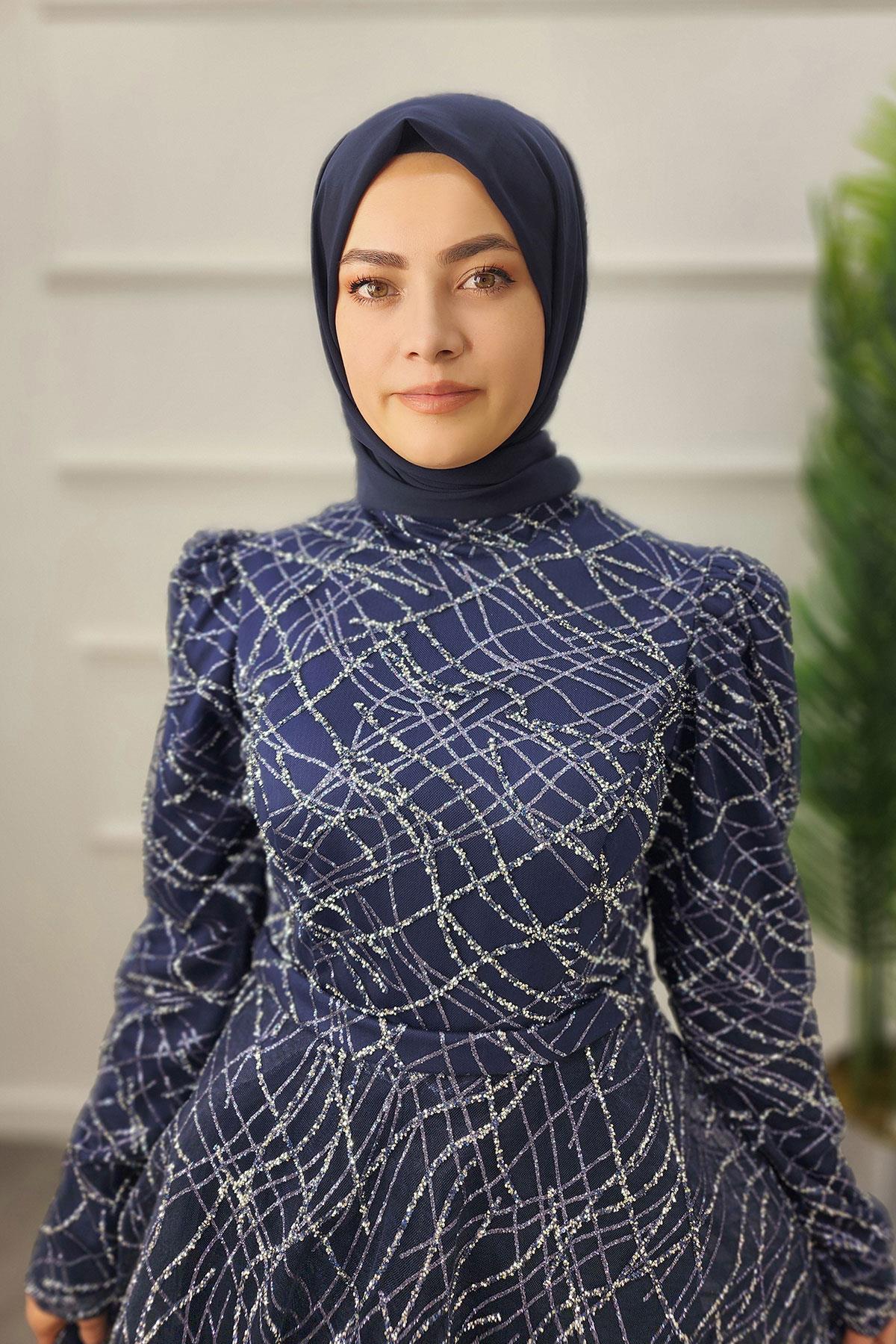 2350 NEW ELEGANS ELBİSE - Lacivert