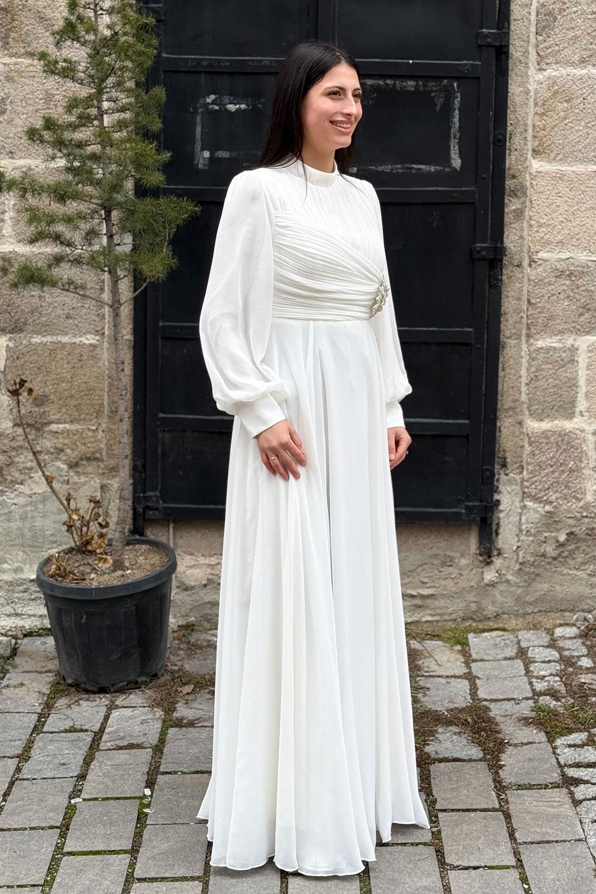 2367 BT NEW ELEGANS ELBİSE - Ekru