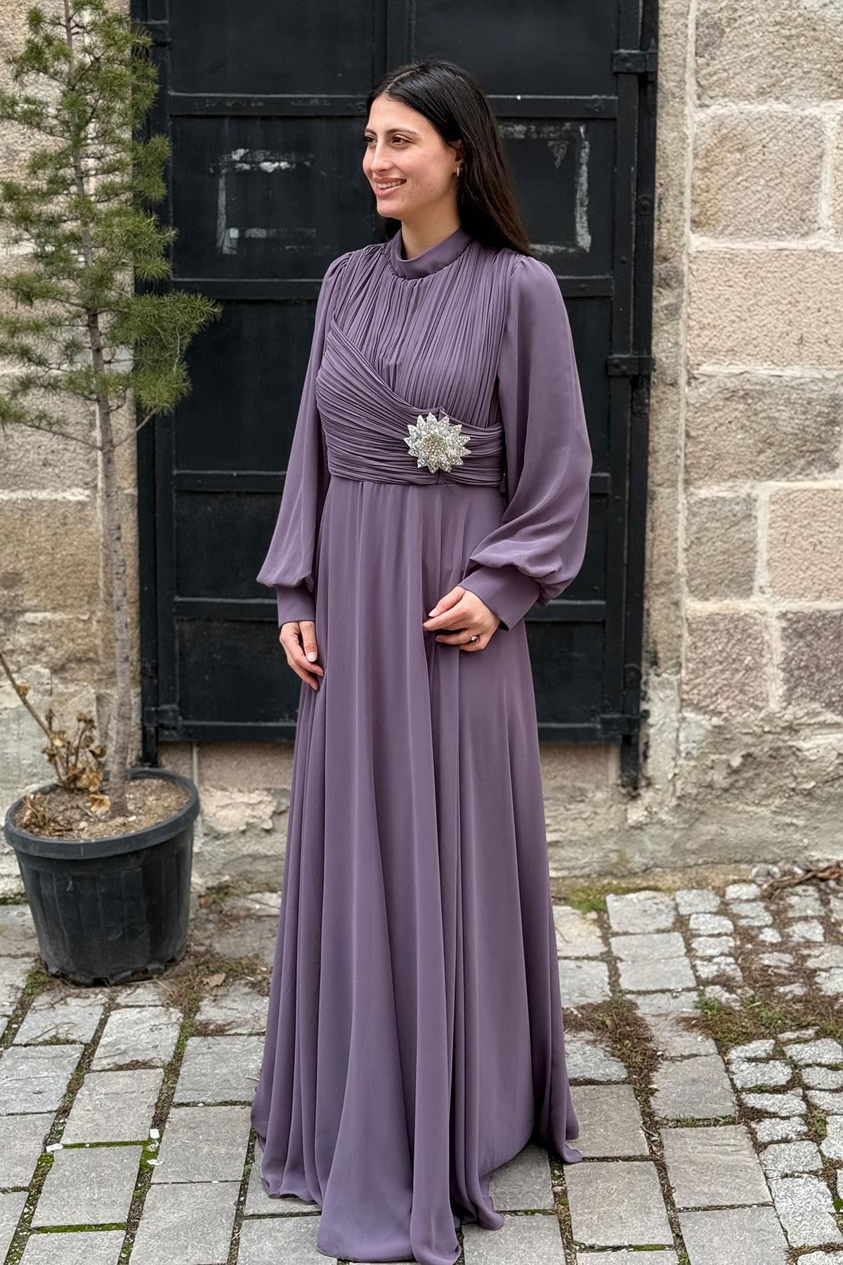 2367 BT NEW ELEGANS ELBİSE - Leylak