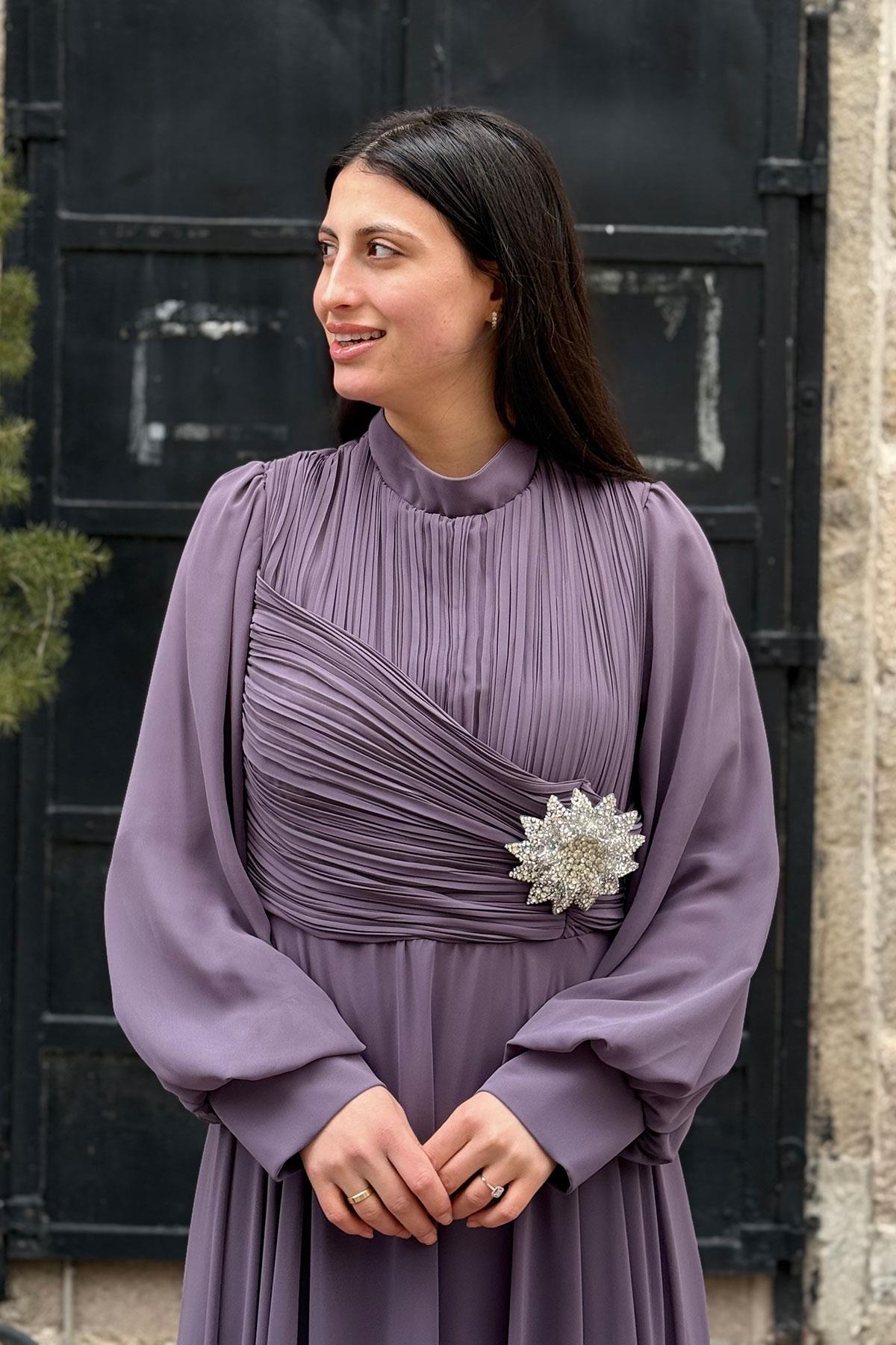 2367 BT NEW ELEGANS ELBİSE - Leylak