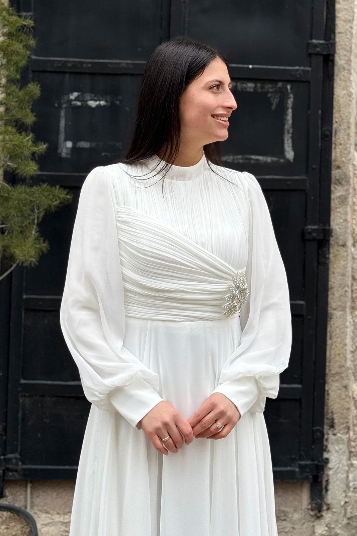 2367 NEW ELEGANS ELBİSE - Ekru