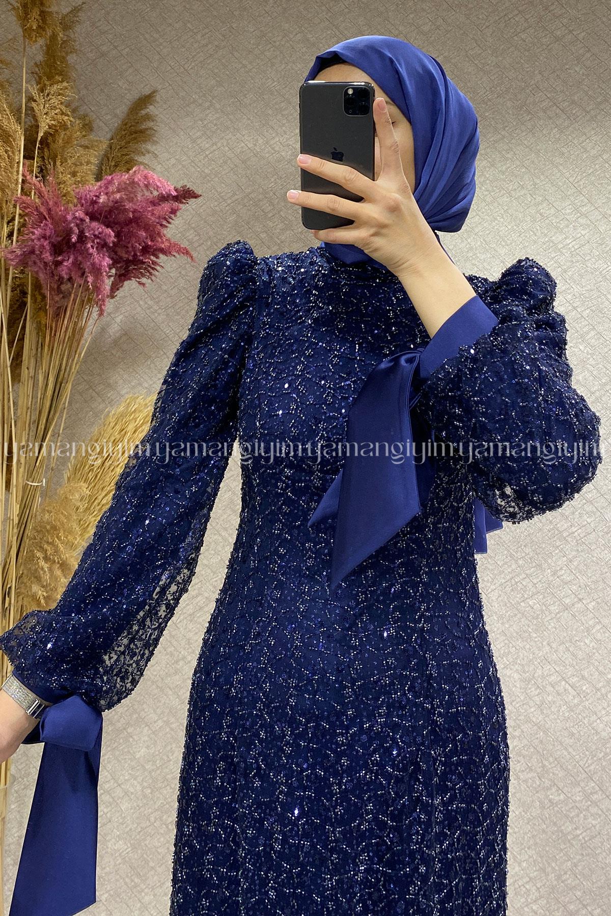 2383 NEW ELEGANS ELBİSE - Lacivert