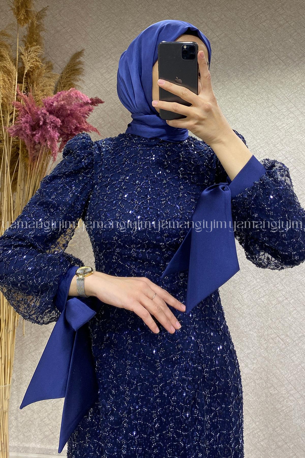 2383 NEW ELEGANS ELBİSE - Lacivert