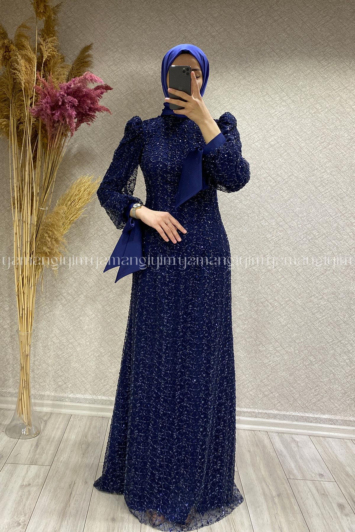 2383 NEW ELEGANS ELBİSE - Lacivert