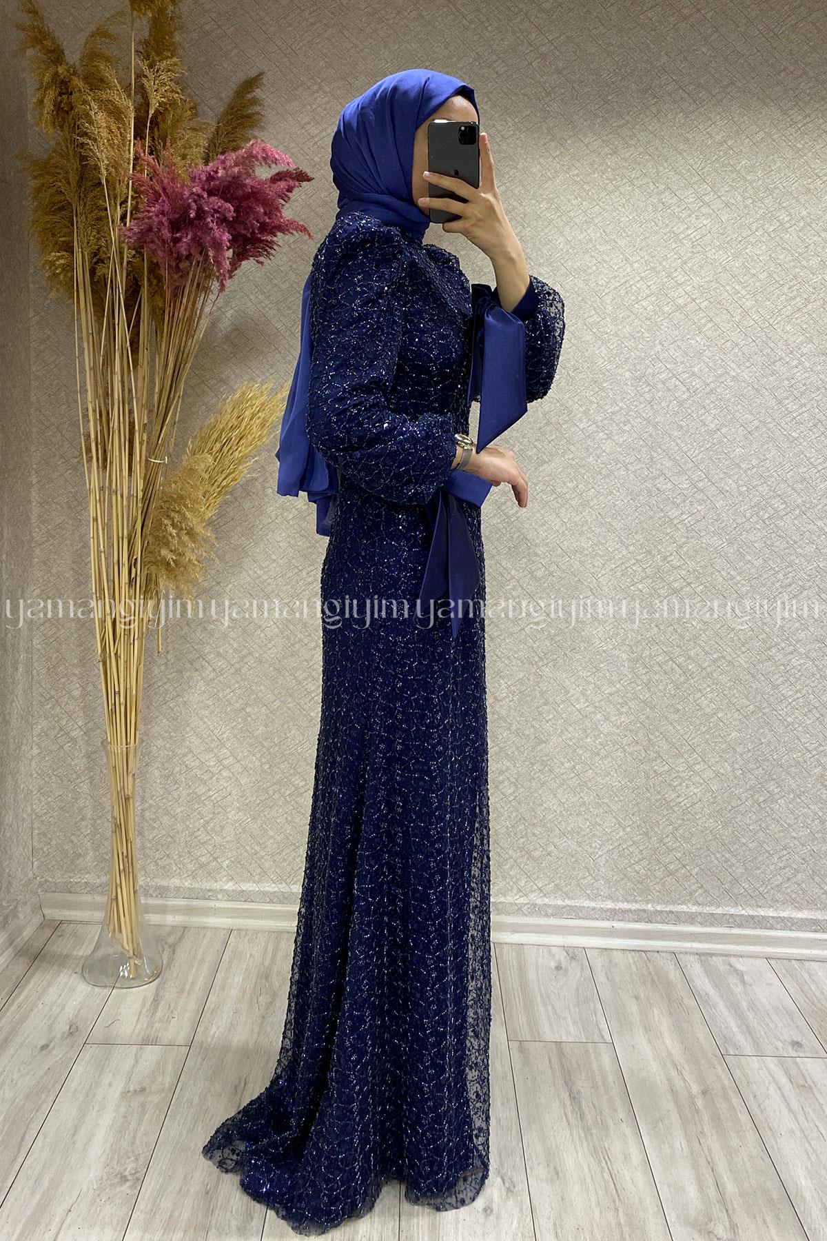 2383 NEW ELEGANS ELBİSE - Lacivert