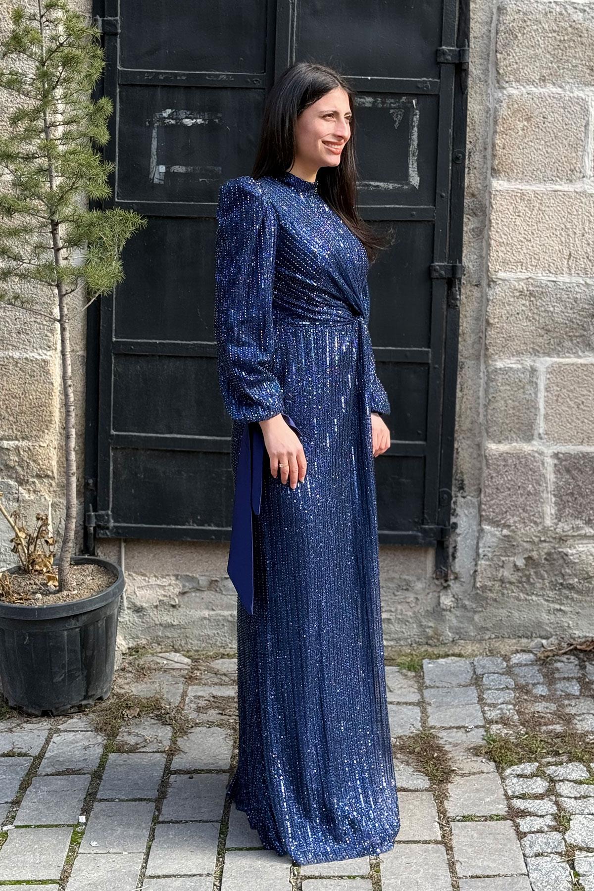 2414 NEW ELEGANS ELBİSE - Lacivert