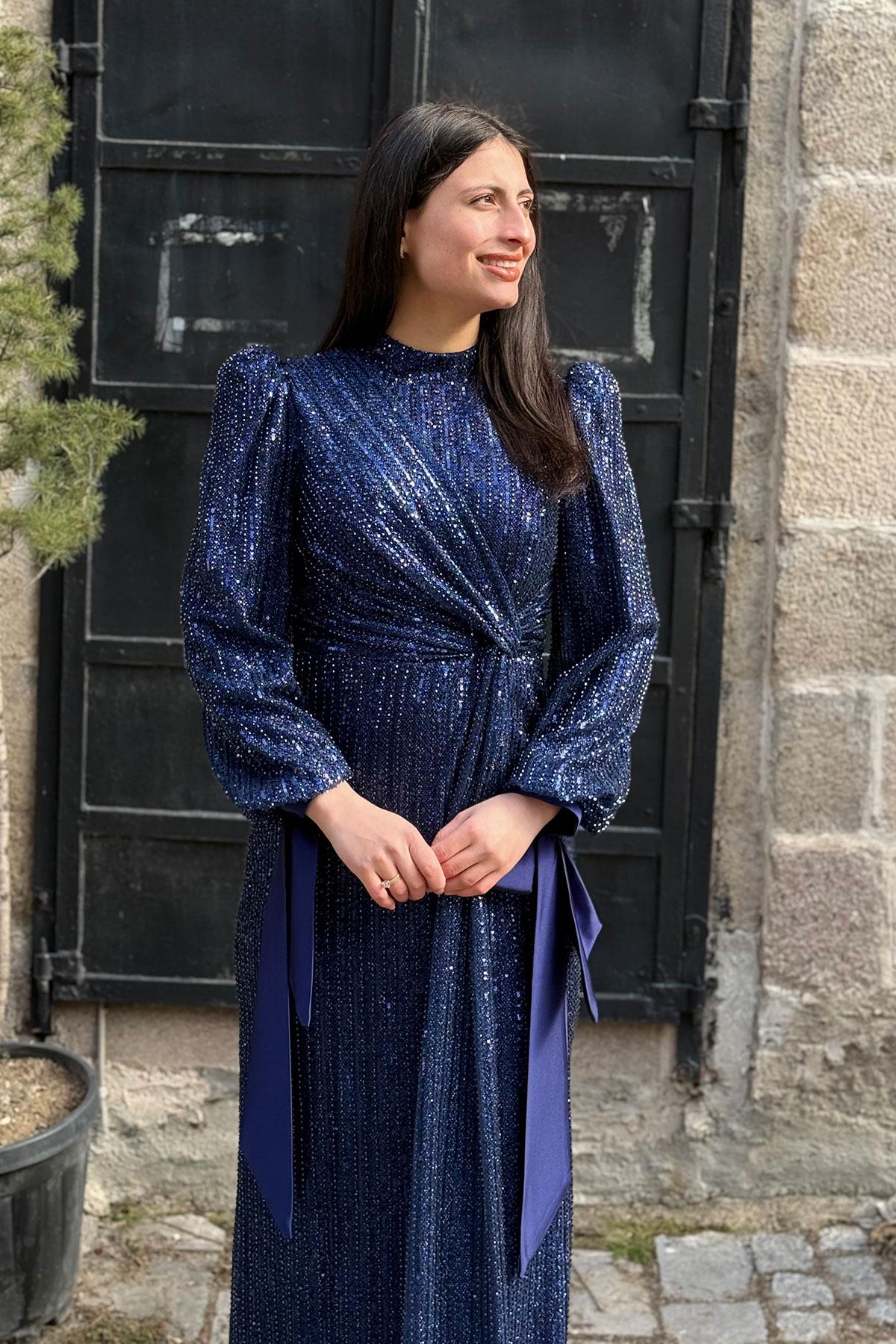 2414 NEW ELEGANS ELBİSE - Lacivert