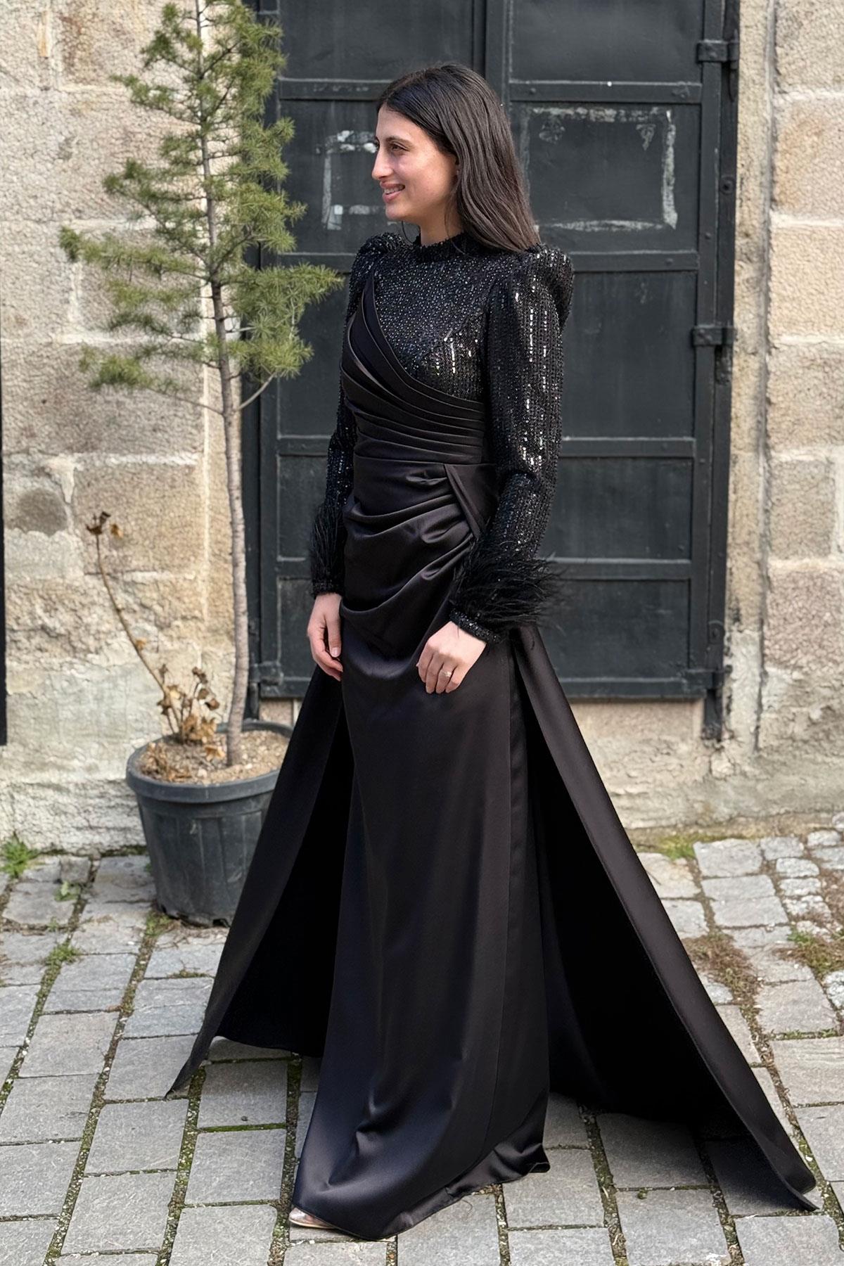 2420 NEW ELEGANS ELBİSE - Siyah