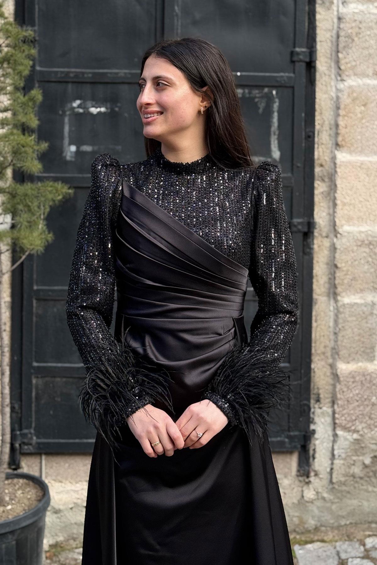 2420 NEW ELEGANS ELBİSE - Siyah