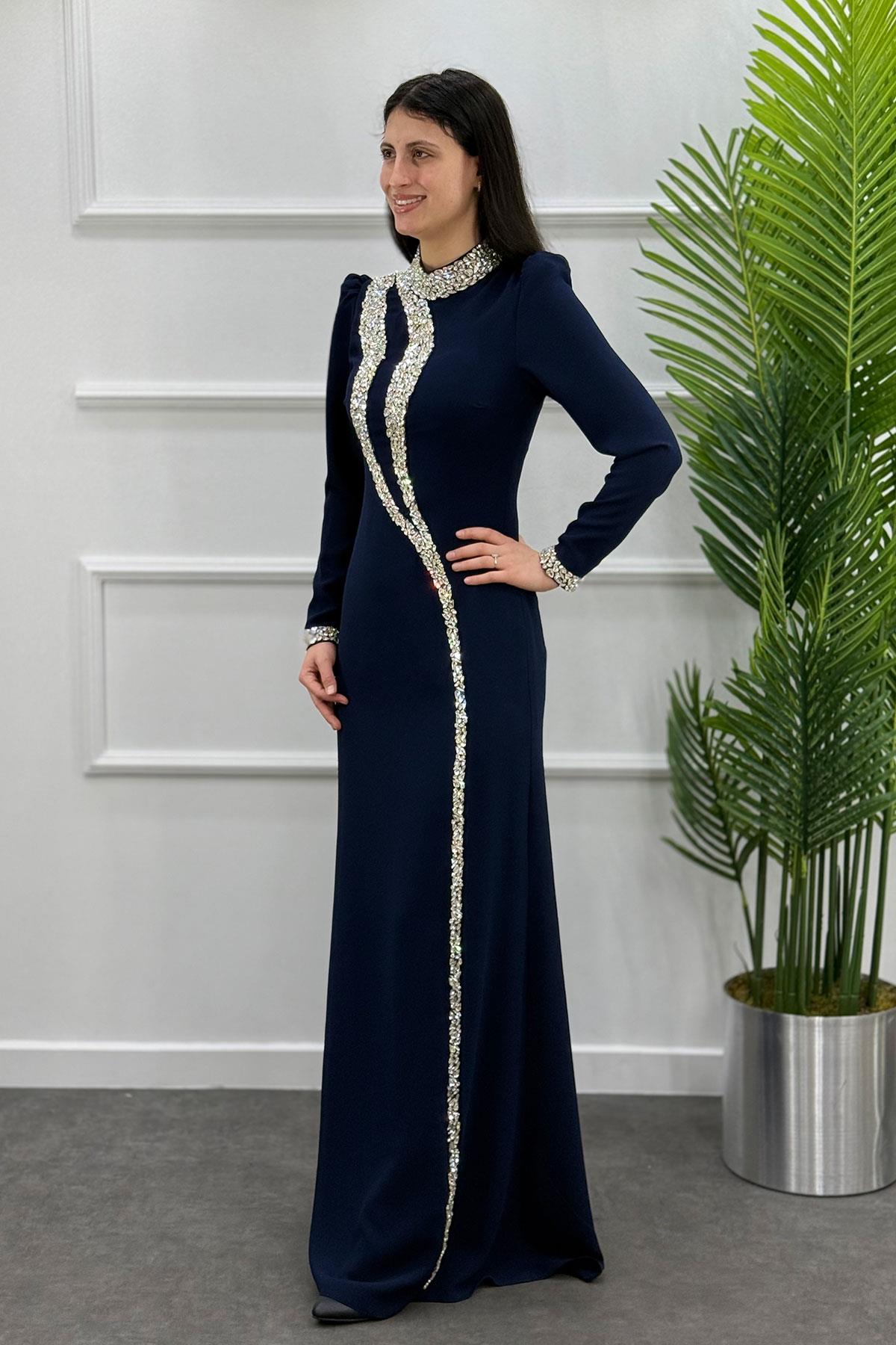 2429 NEW ELEGANS ELBİSE - Lacivert