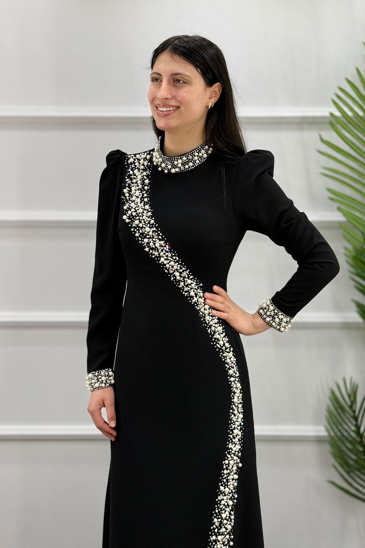 2431 NEW ELEGANS ELBİSE - Siyah