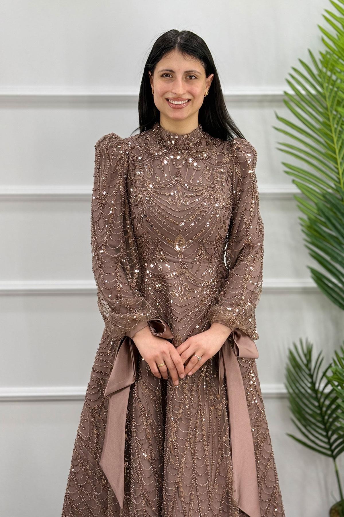 2435 NEW ELEGANS ELBİSE - Kahve