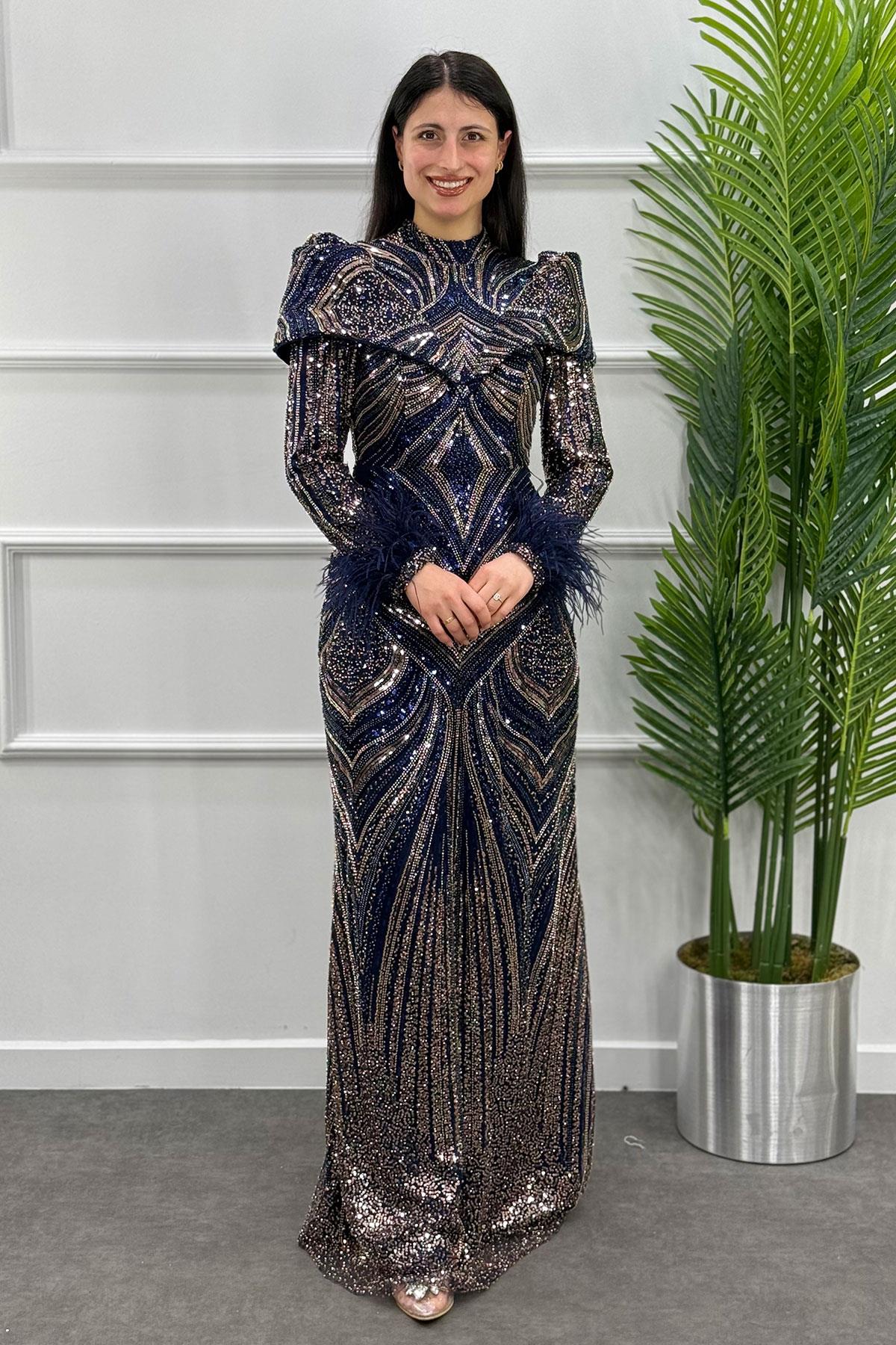 2441New Elegans Abiye - Lacivert