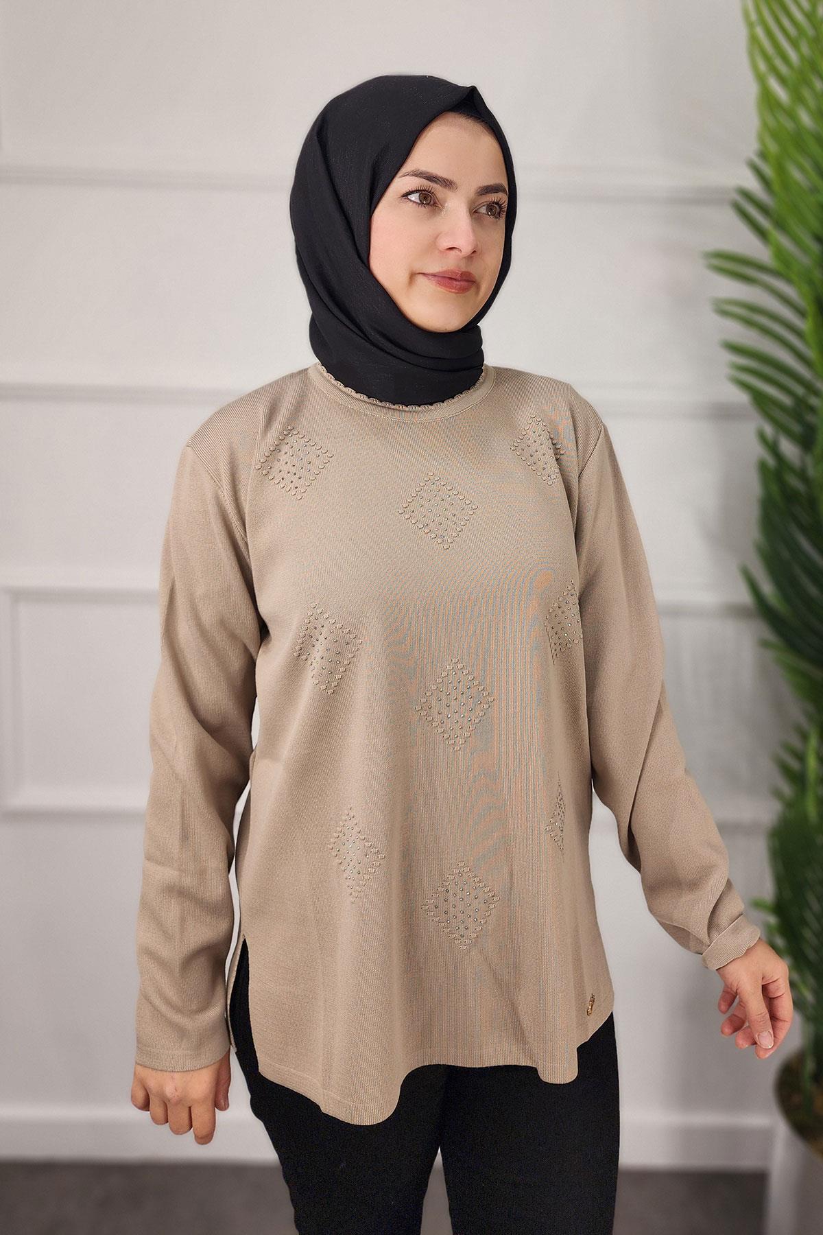 24606 AYLİN TRİKO KAZAK - Bej