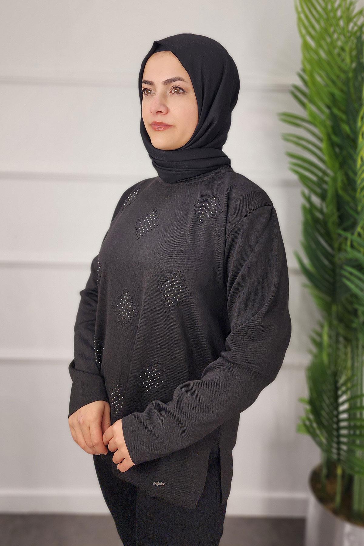 24606 AYLİN TRİKO KAZAK - Siyah