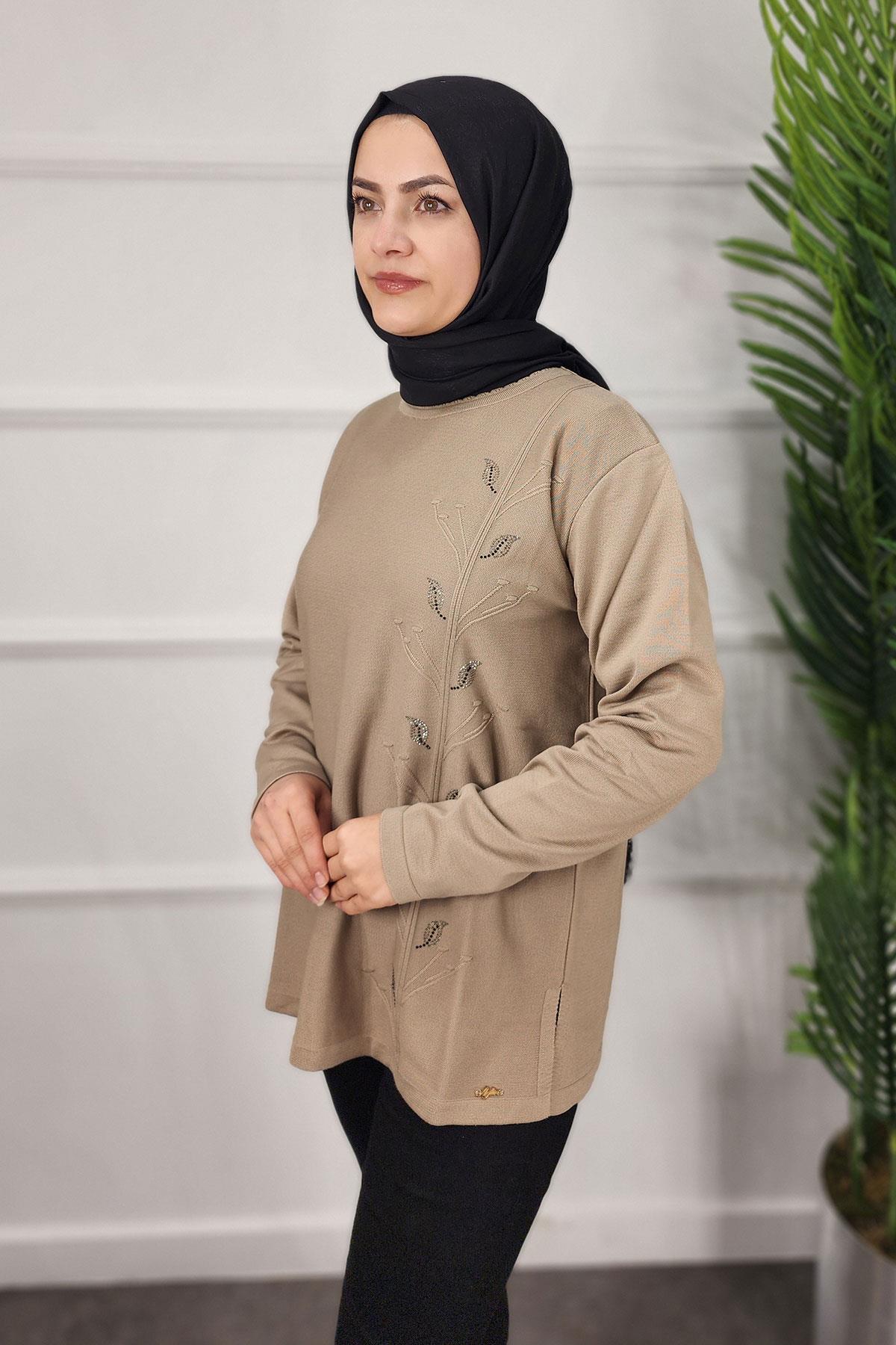 24612 AYLİN TRİKO KAZAK - Bej