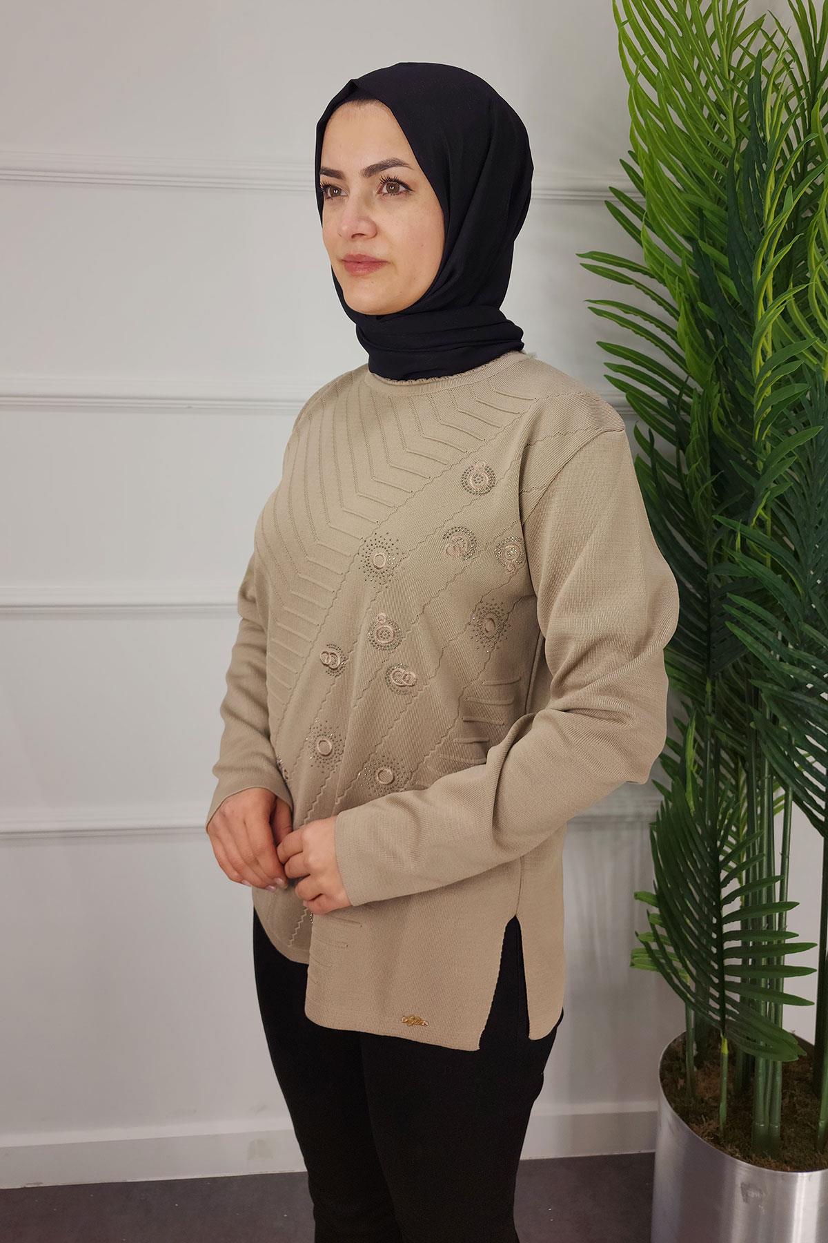 24649 AYLİN TRİKO KAZAK - Bej