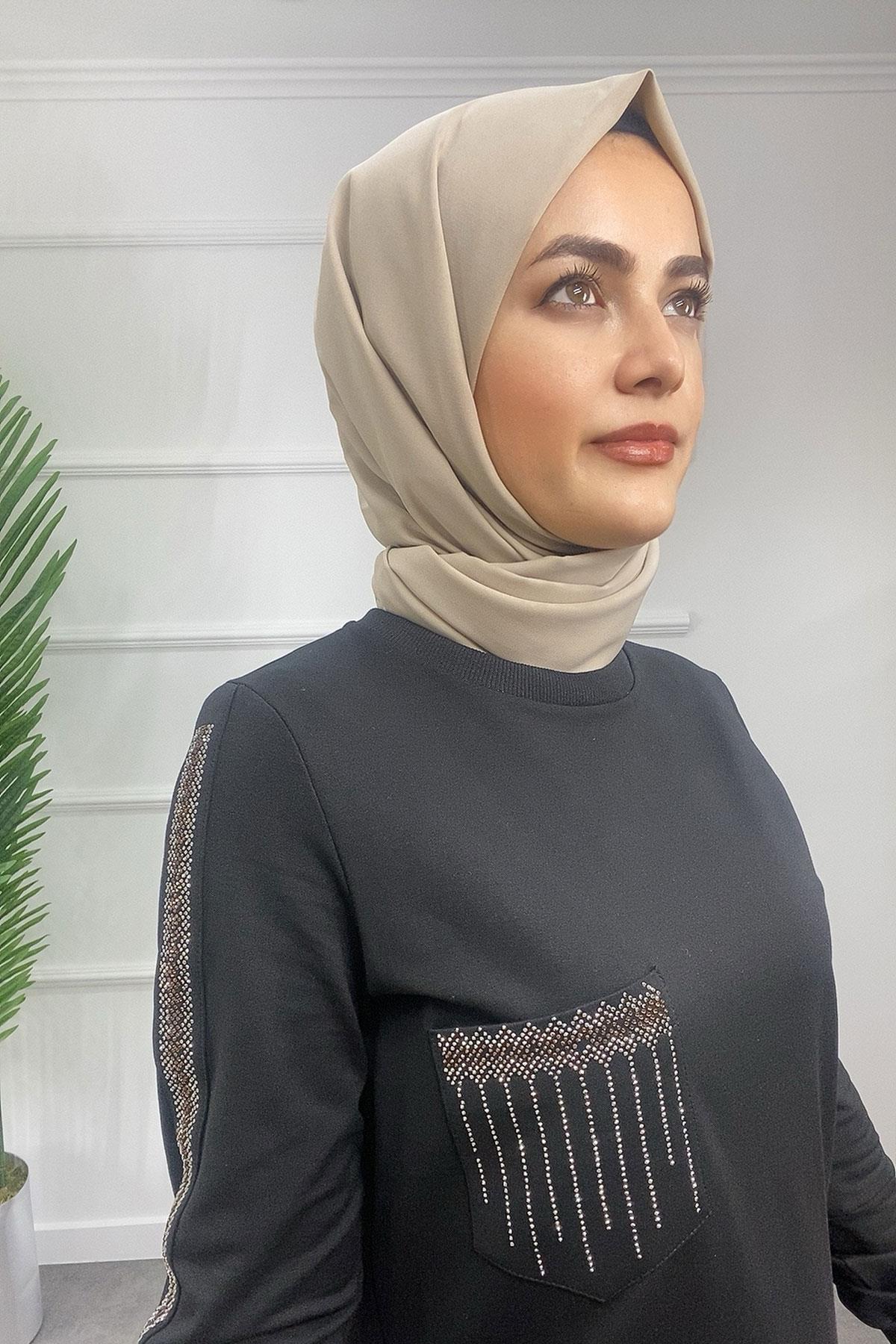 2490 PUREVA İKİ İPLİK TUNİK PANTOLON TAKIM KAPİTONE YELEK - Taba