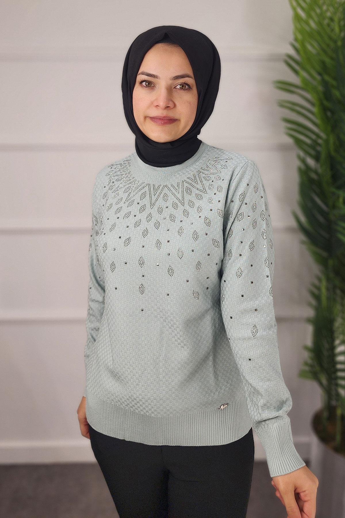 3055 AYLİN EKOSE BLUZ - Mint