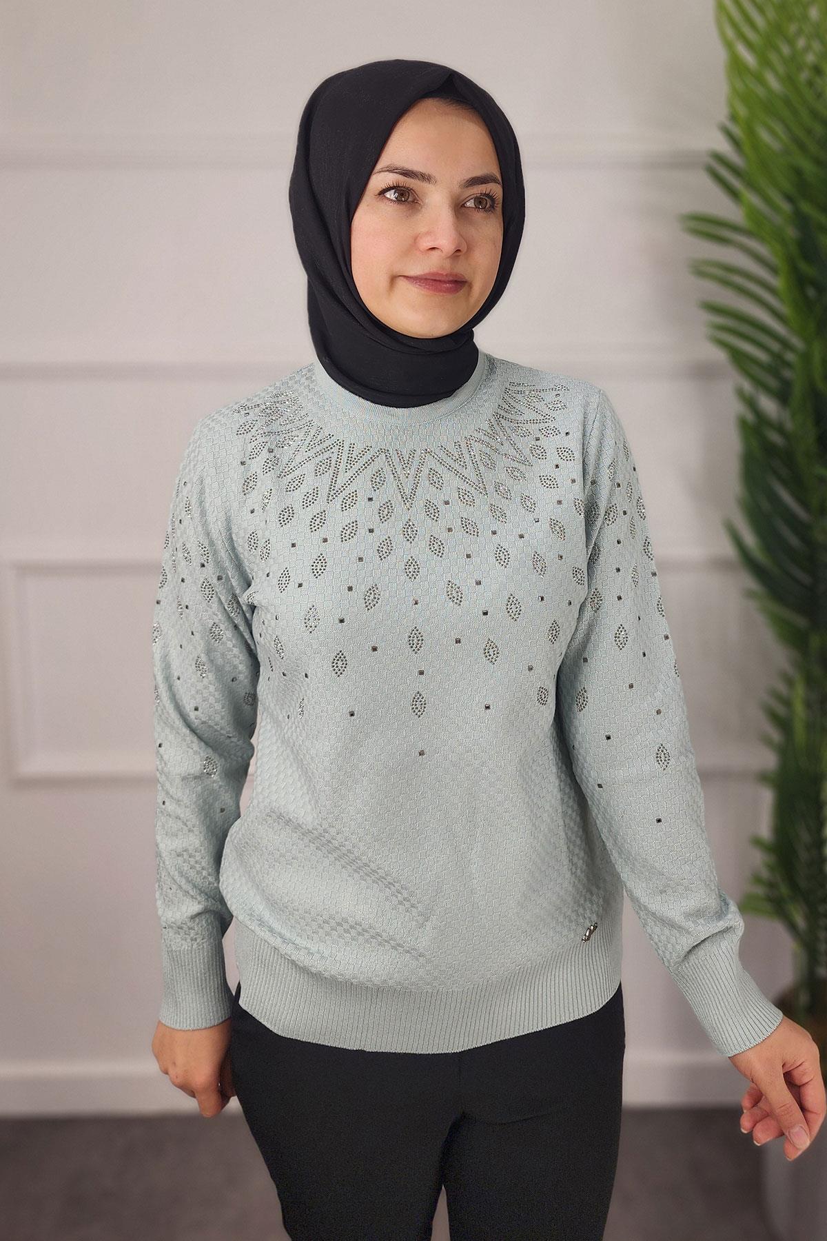 3055 AYLİN EKOSE BLUZ - Mint