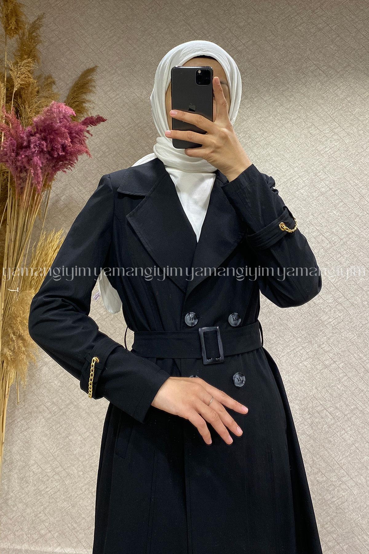 3350 ALYAKA TRENÇ KAP - Siyah