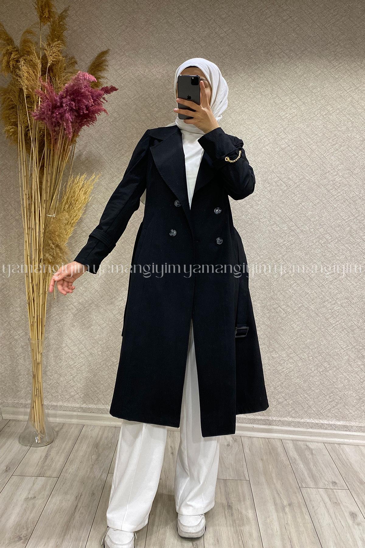 3350 ALYAKA TRENÇ KAP - Siyah