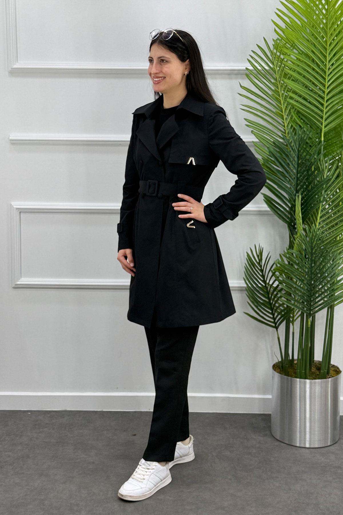 3375 ALYAKA TRENÇ KAP - Siyah