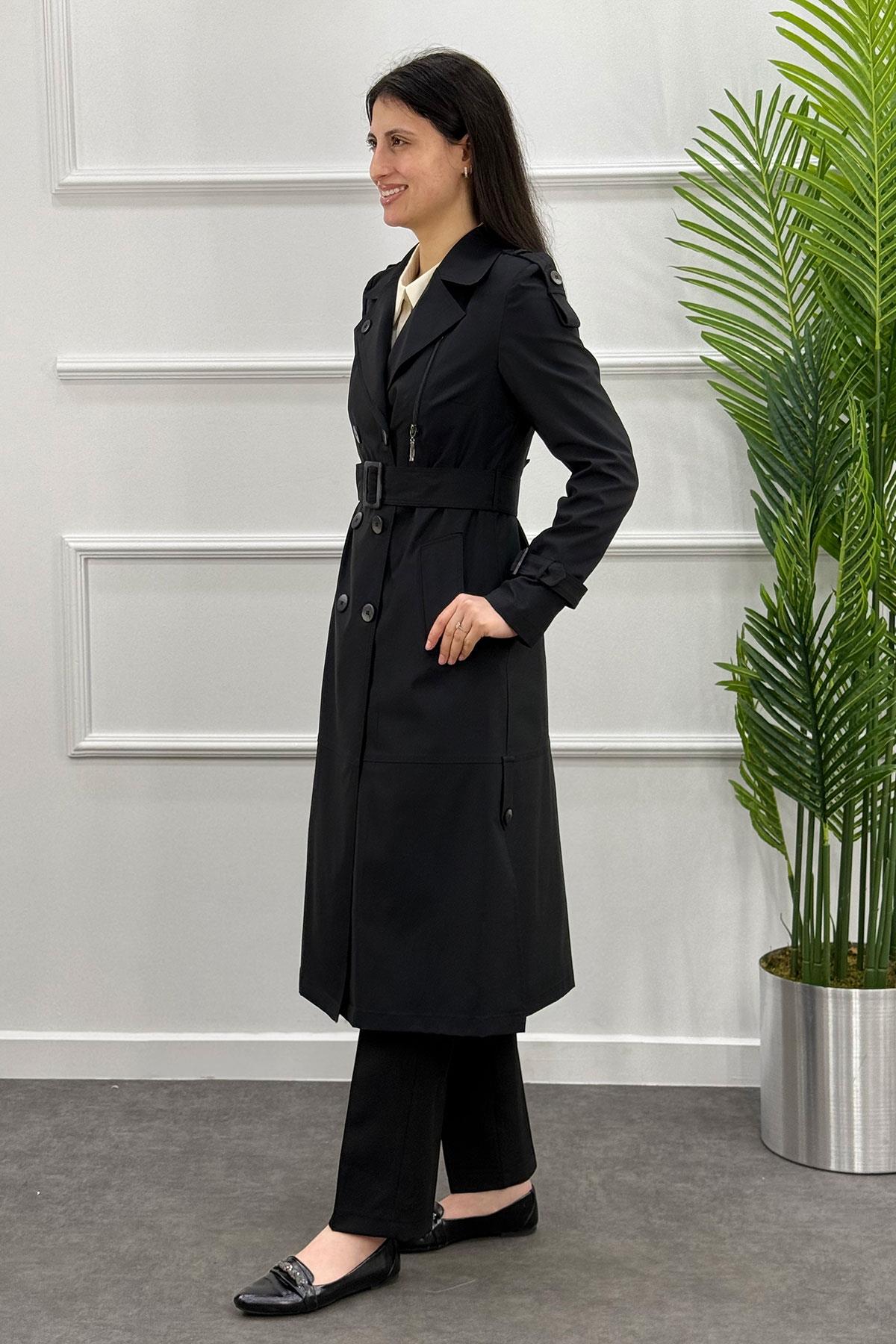 3376 Alyaka Trenç Kap - Siyah