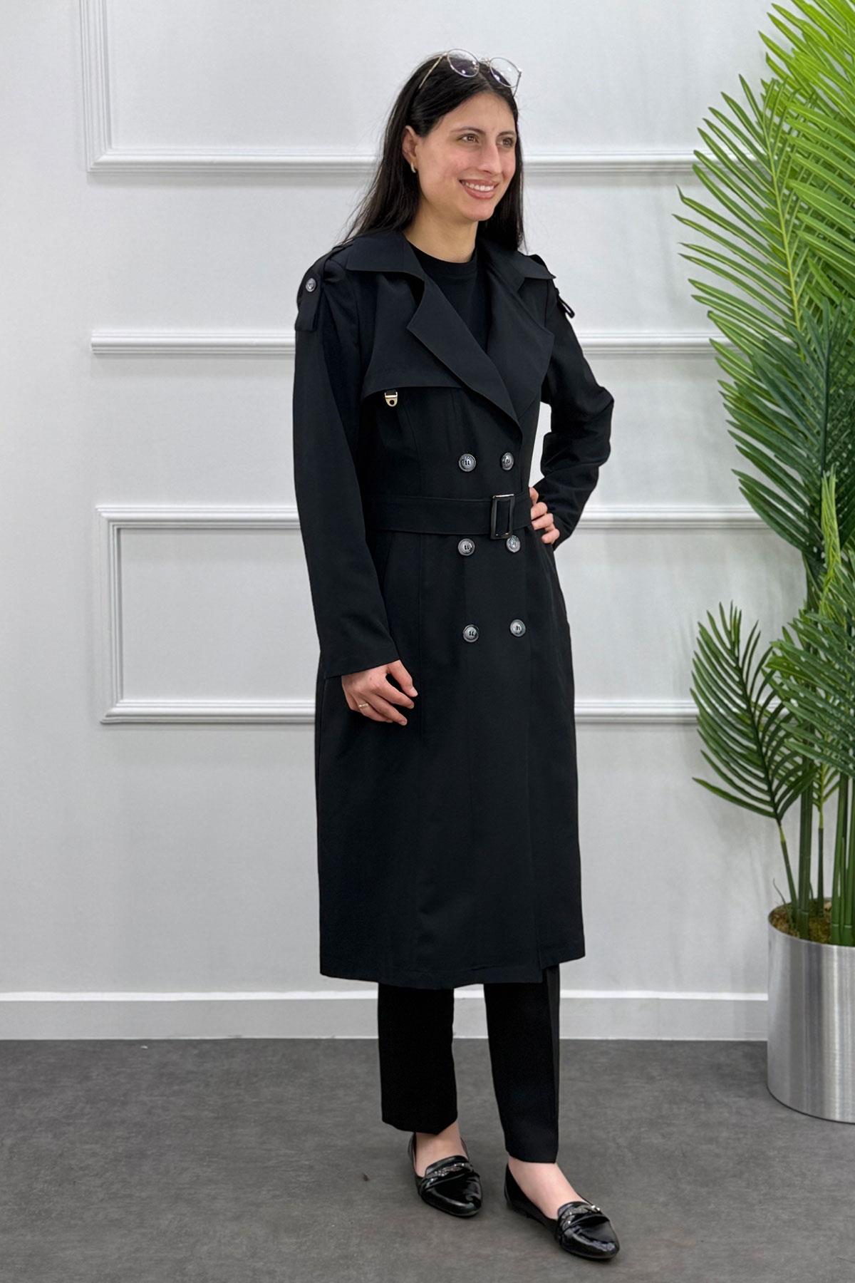 3378 ALYAKA TRENÇ KAP - Siyah