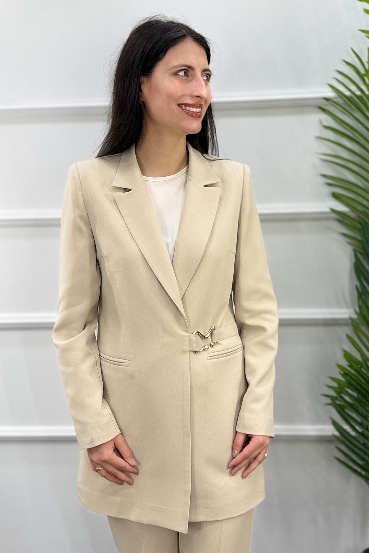 3384 Alyaka Ceketli Takım - Bej