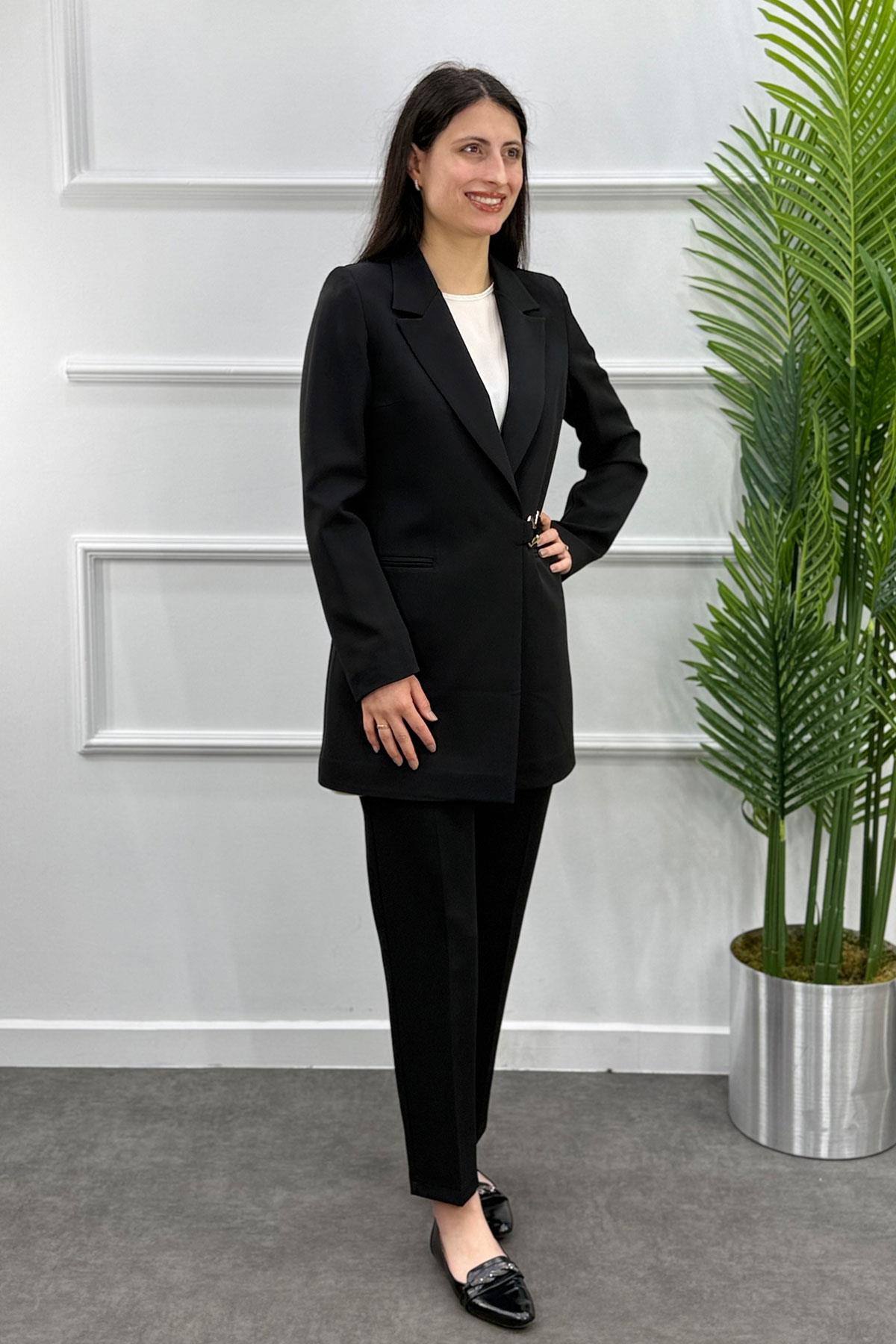 3384 Alyaka Ceketli Takım - Siyah