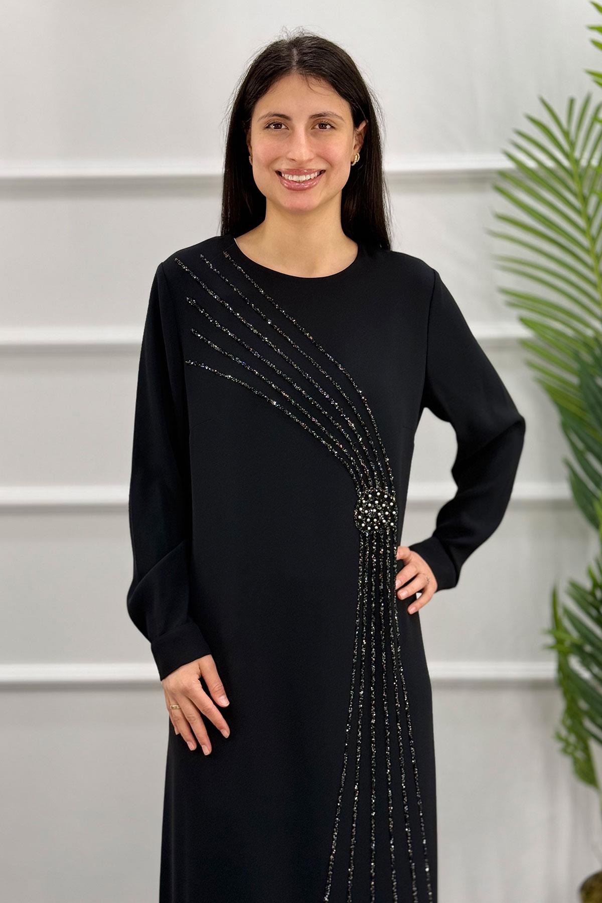 5070 GAZE ELBİSE - Siyah