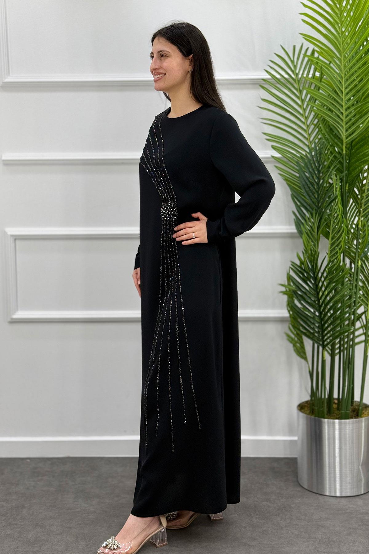 5070 GAZE ELBİSE - Siyah