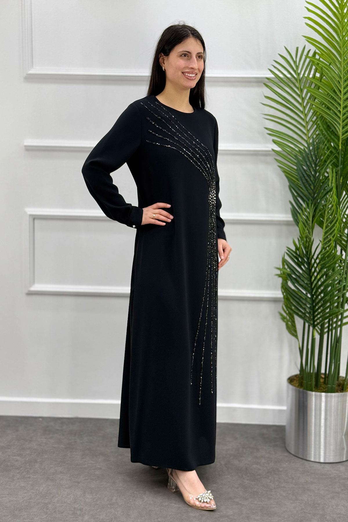 5070 GAZE ELBİSE - Siyah