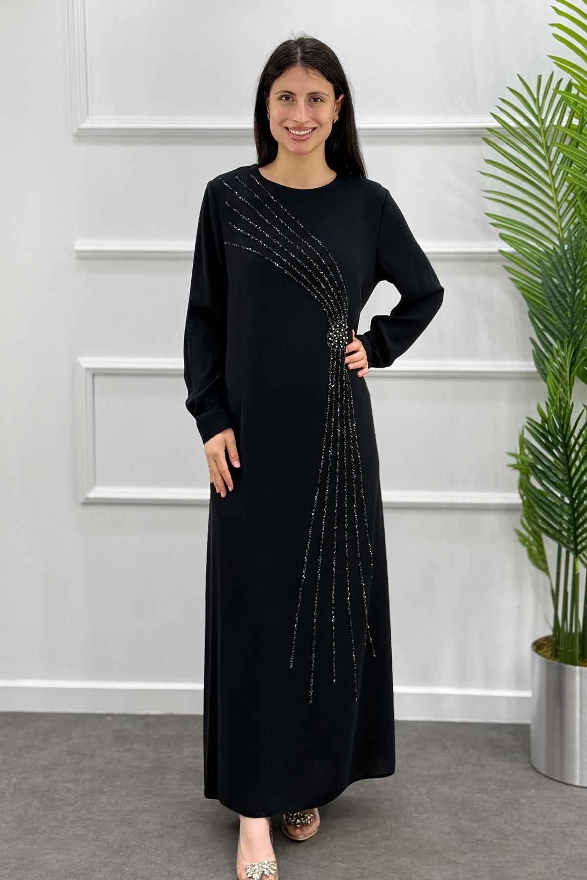 5070 GAZE ELBİSE - Siyah