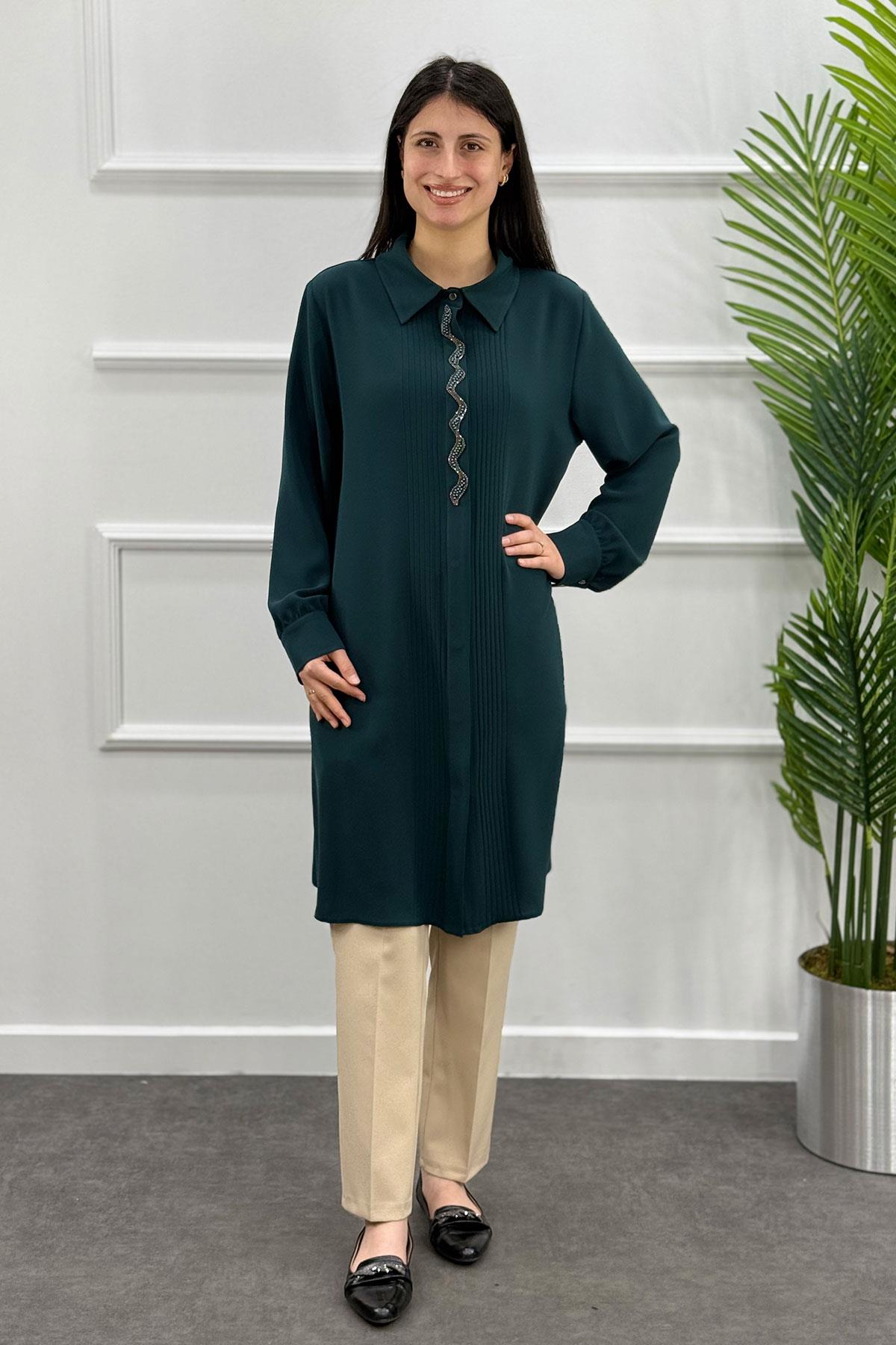 5447 Alyaka Polo Tunik - Zümrüt