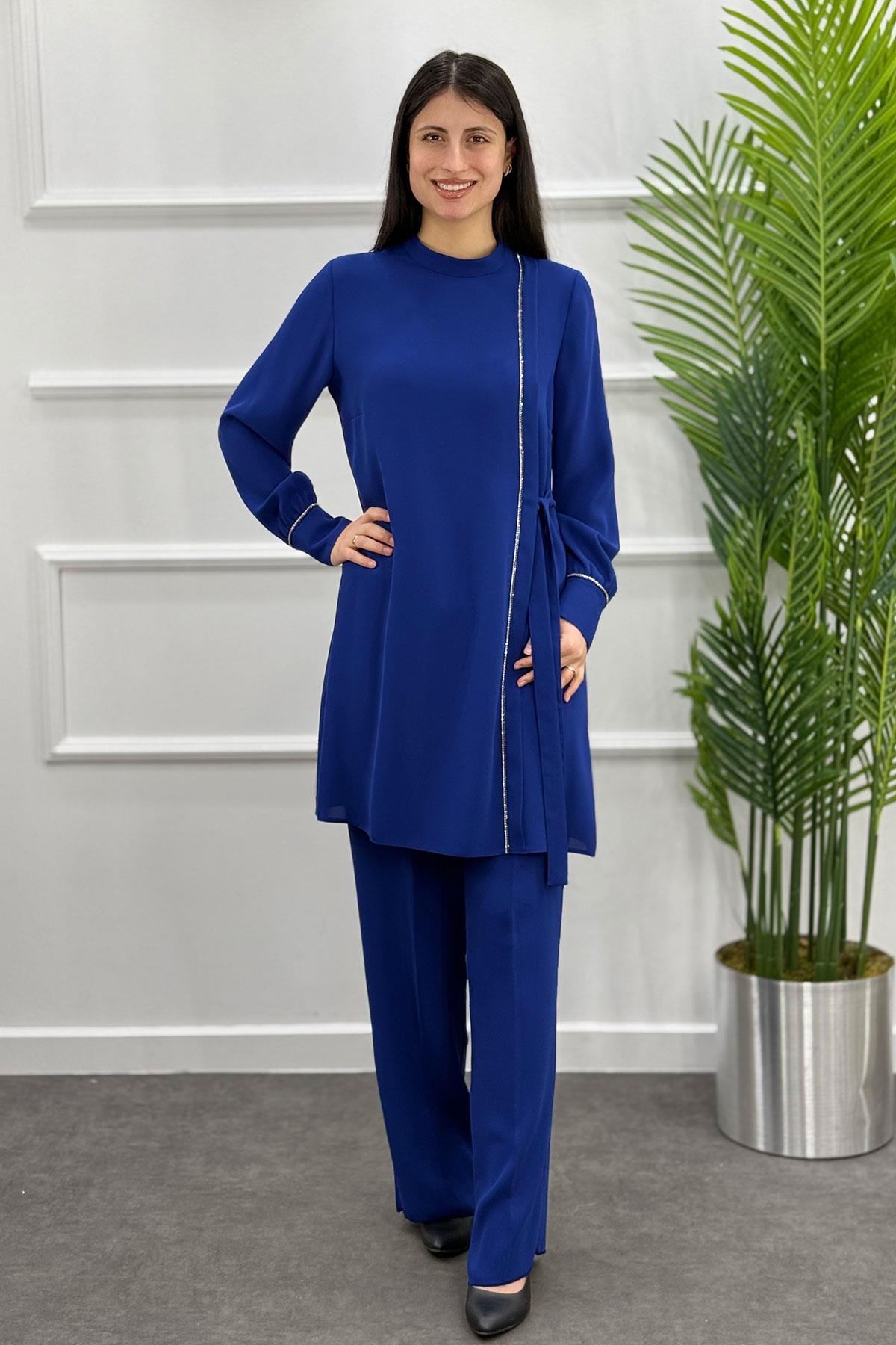 6017 Gaze Taşlı Takım - İndigo