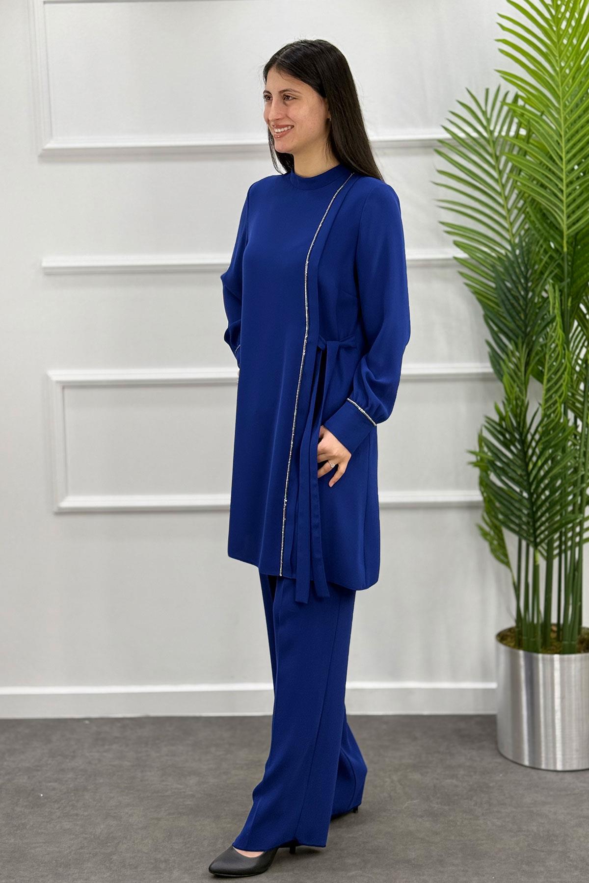 6017 Gaze Taşlı Takım - İndigo