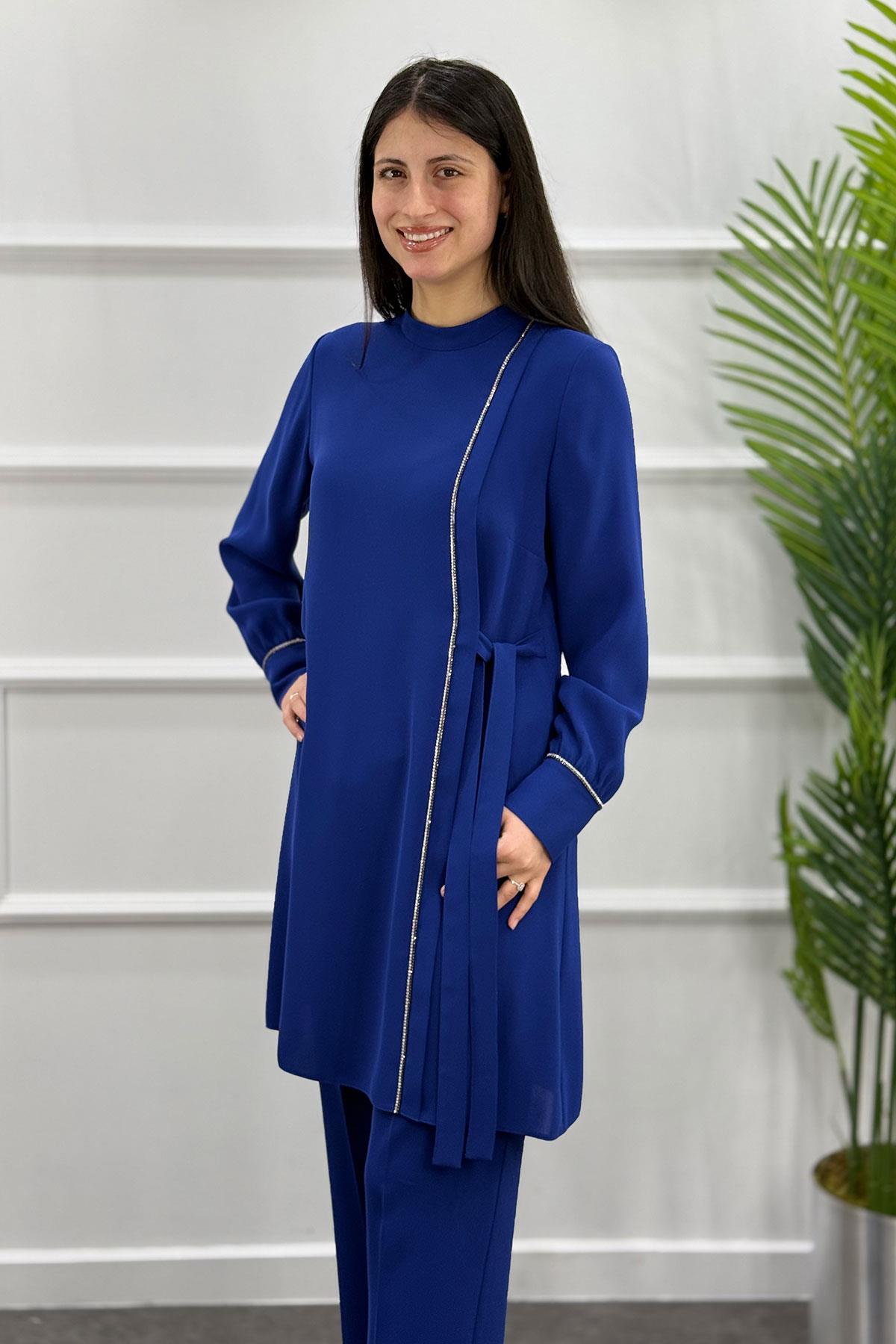 6017 Gaze Taşlı Takım - İndigo