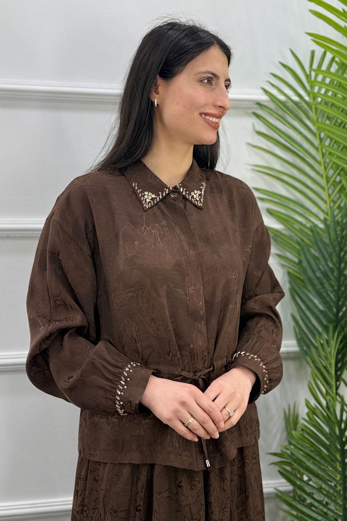 6094 Gaze Etekli Takım - Kahve