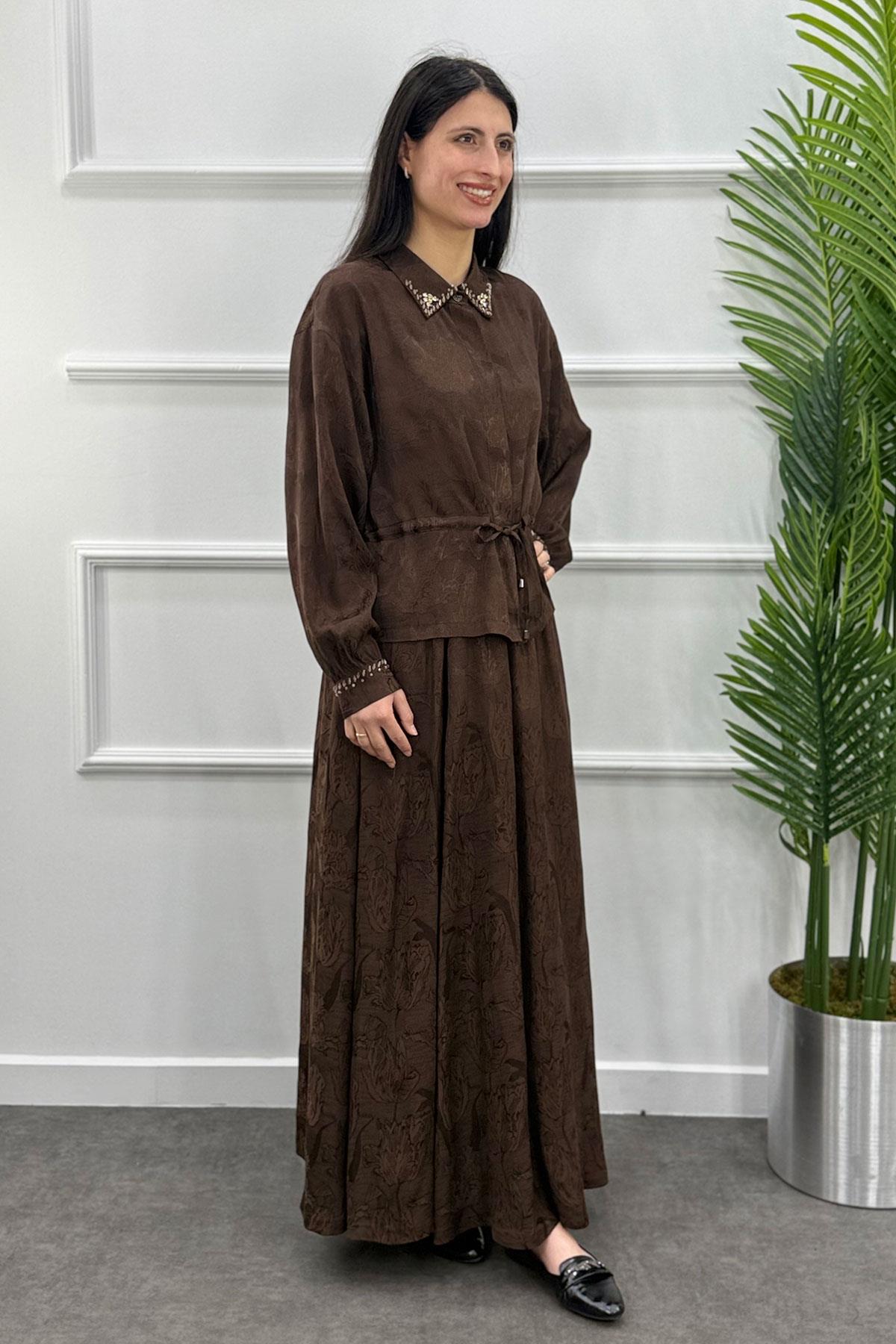 6094 Gaze Etekli Takım - Kahve