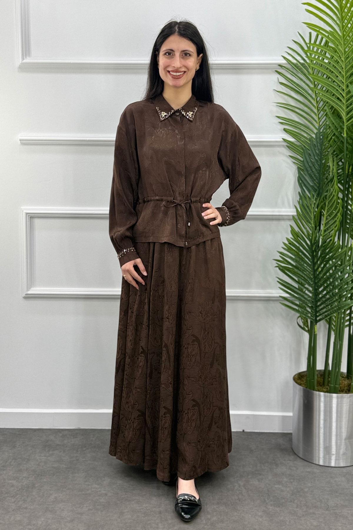 6094 Gaze Etekli Takım - Kahve