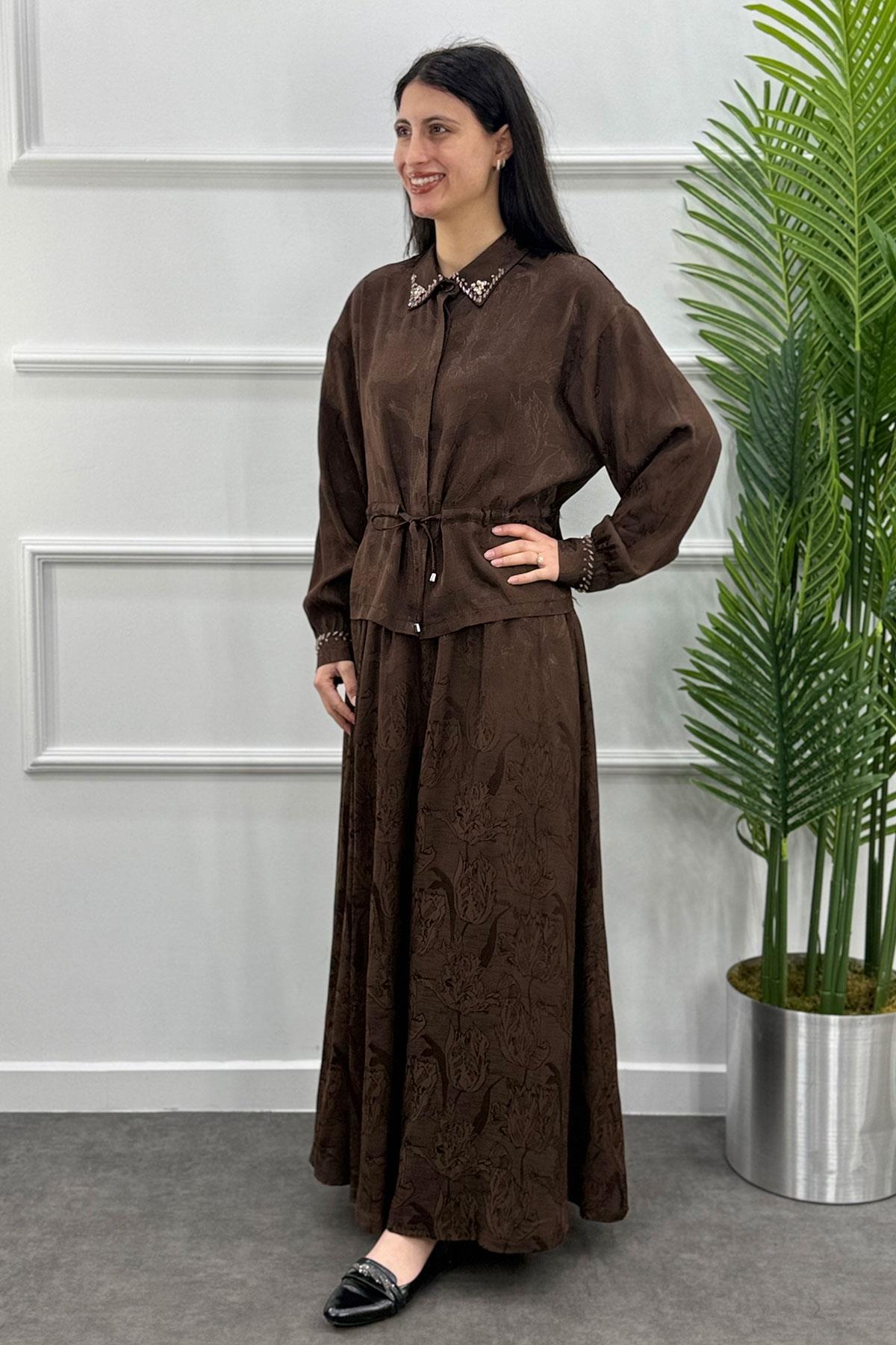 6094 Gaze Etekli Takım - Kahve