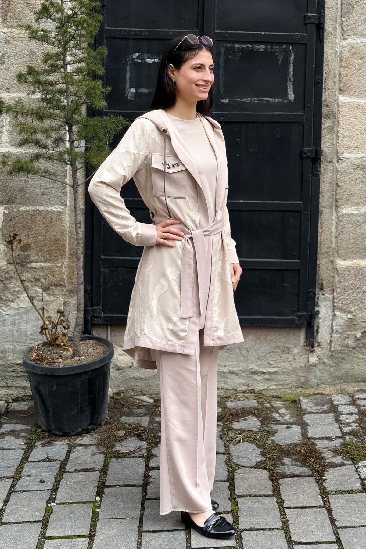 6106 PERİ MODA TUNİK TAKIM - Bej