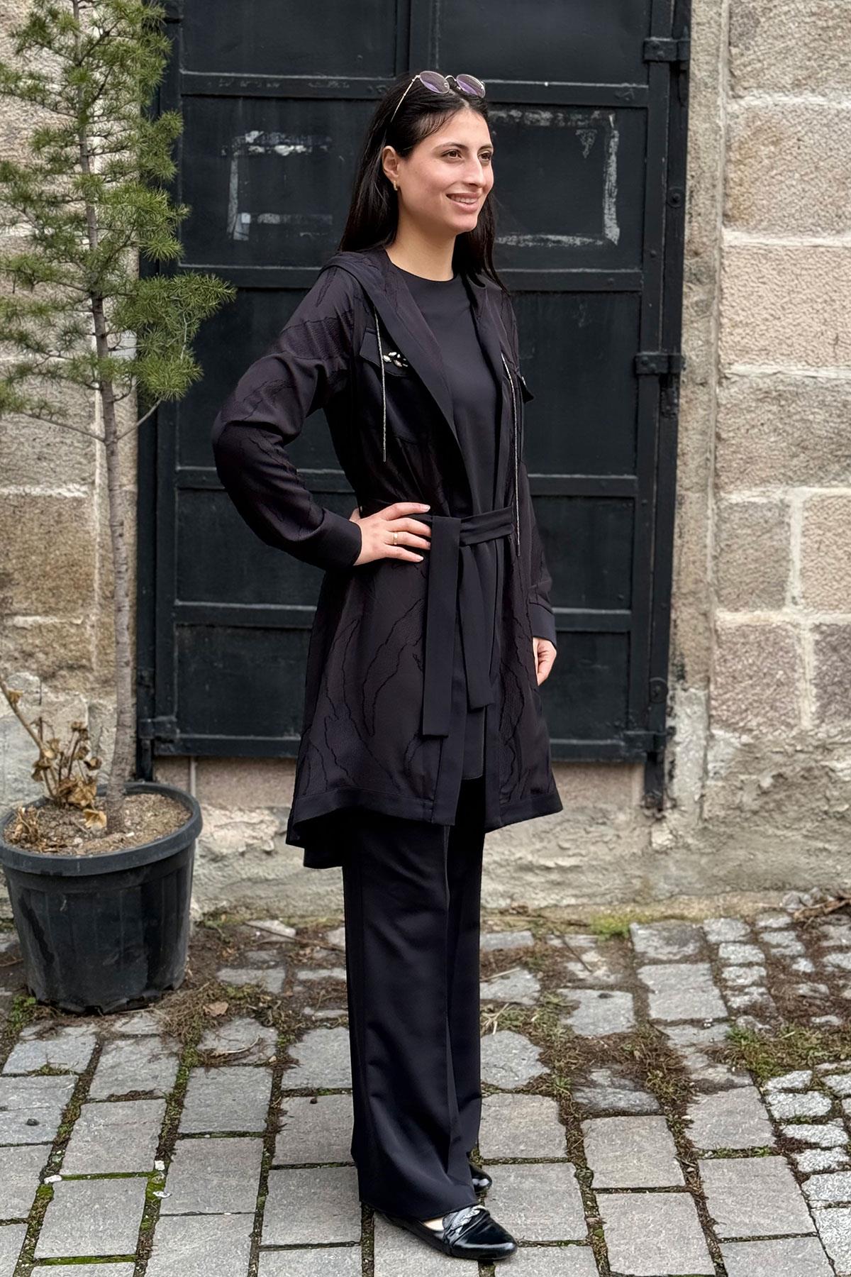 6106 PERİ MODA TUNİK TAKIM - Siyah